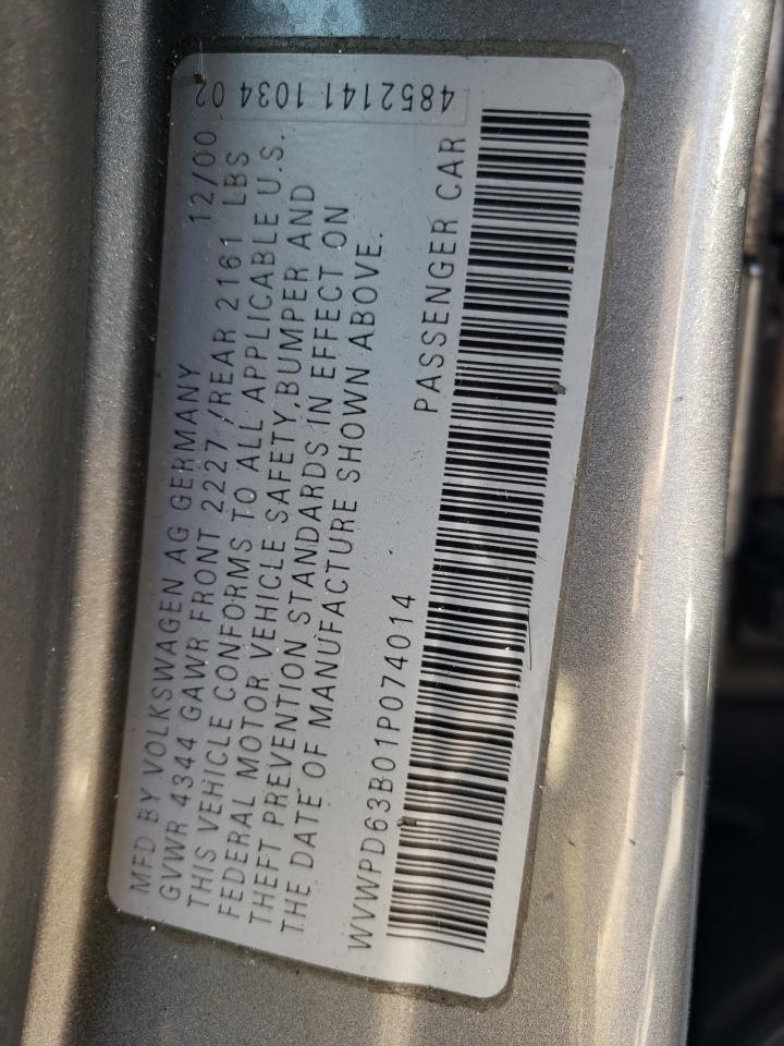 2001 Volkswagen Passat Gls Gray vin: WVWPD63B01P074014