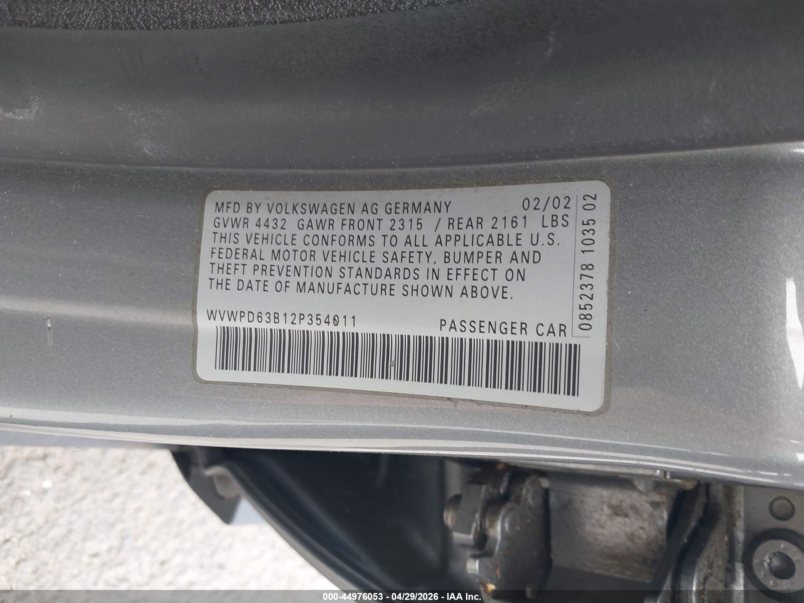 2002 Volkswagen Passat Gls Silver vin: WVWPD63B12P354011