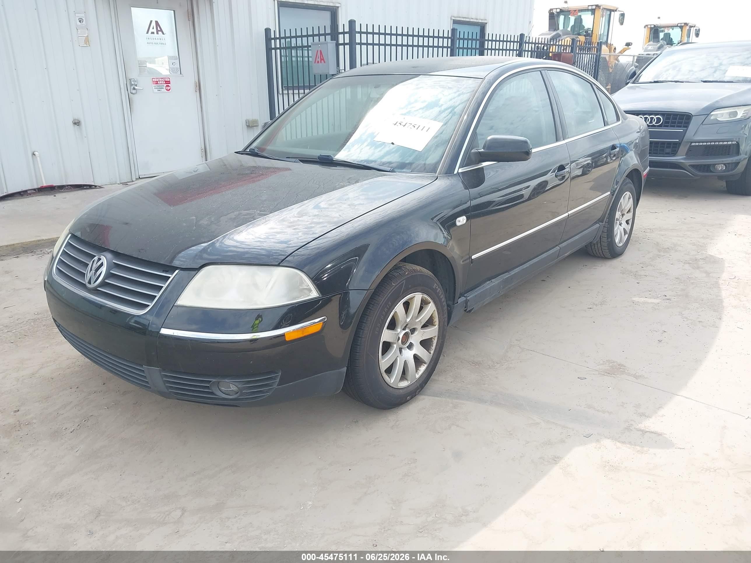 2001 Volkswagen Passat Gls Black vin: WVWPD63B21P273646