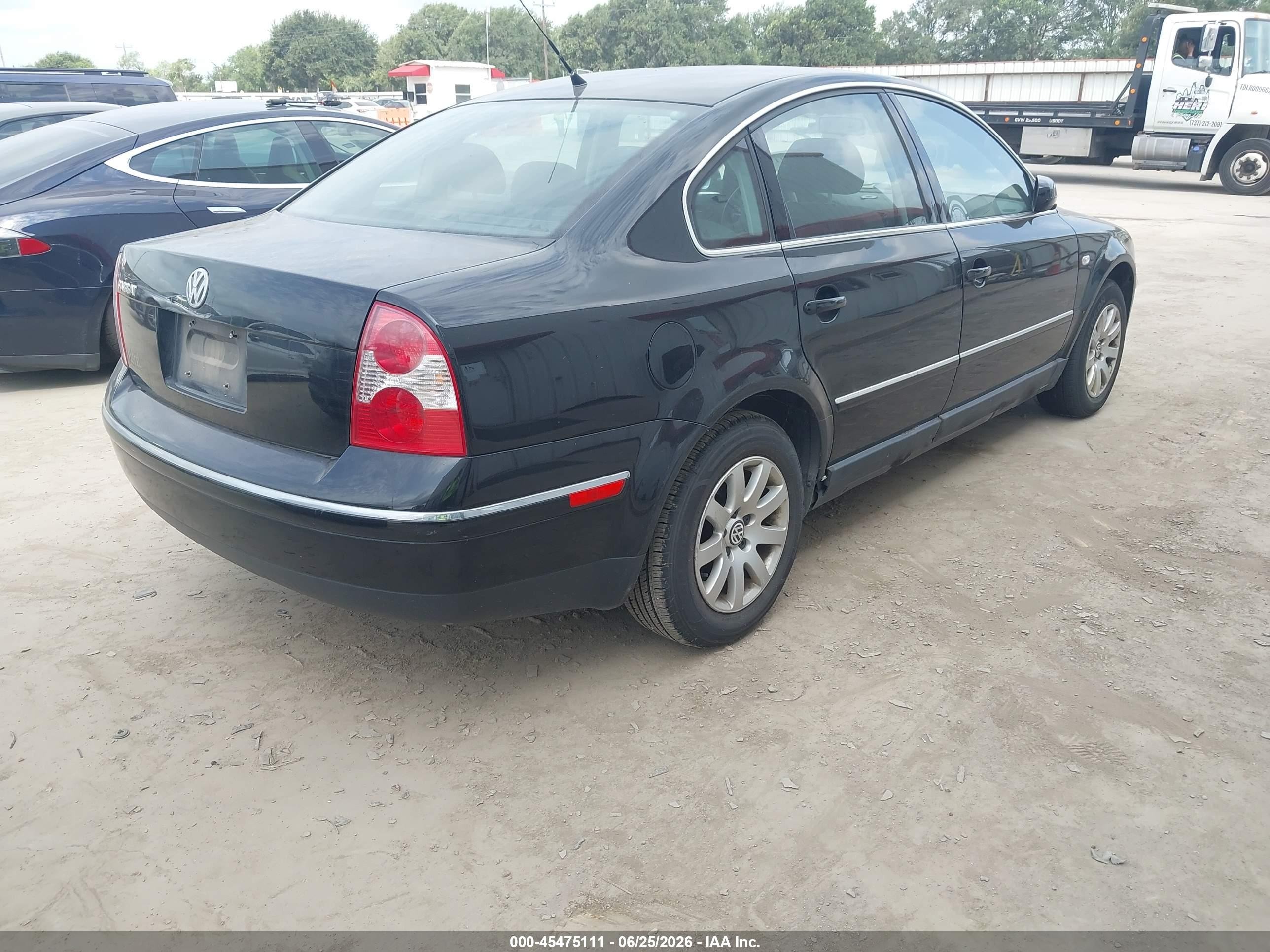 2001 Volkswagen Passat Gls Black vin: WVWPD63B21P273646