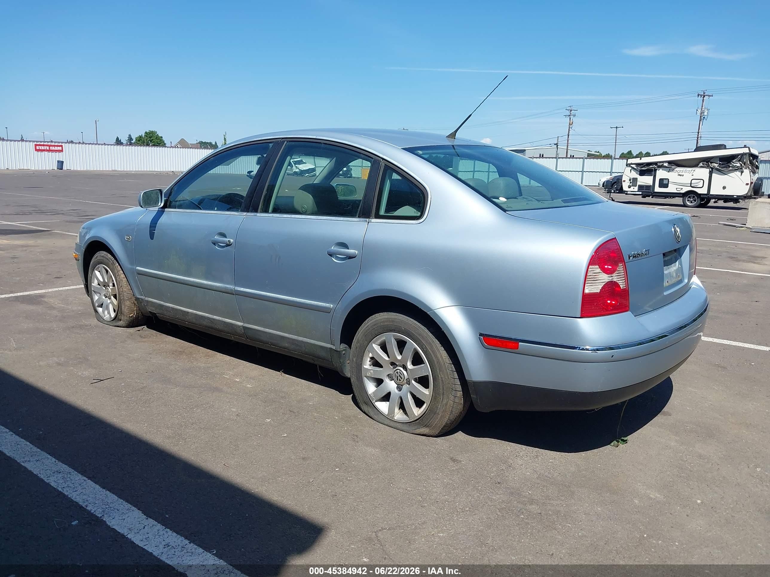 2003 Volkswagen Passat Gls Light Blue vin: WVWPD63B23P250354
