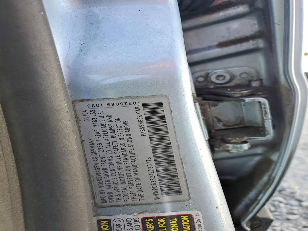 2004 Volkswagen Passat Gls Silver vin: WVWPD63B24E230778