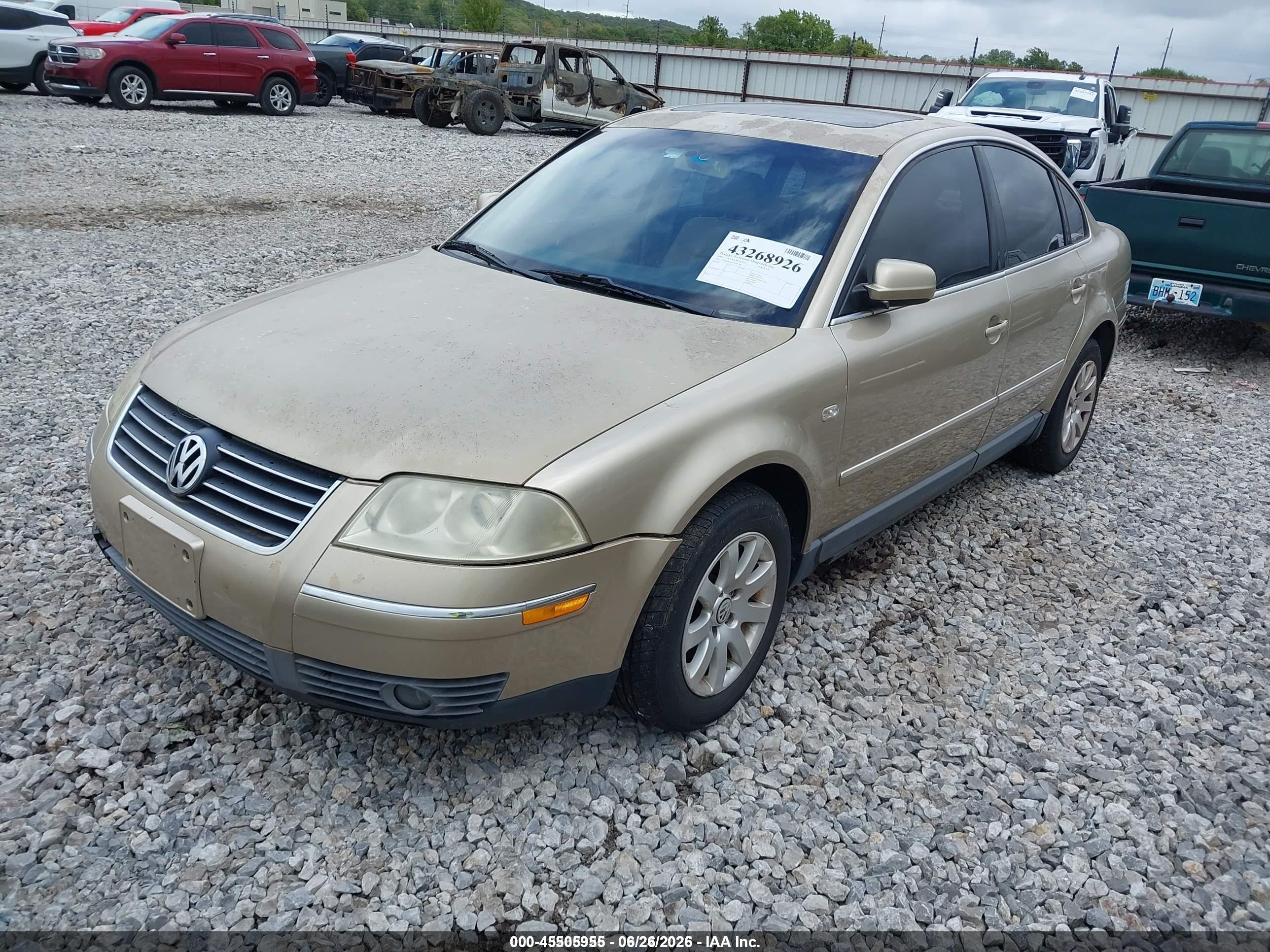 2001 Volkswagen Passat Gls Gold vin: WVWPD63B41P206708
