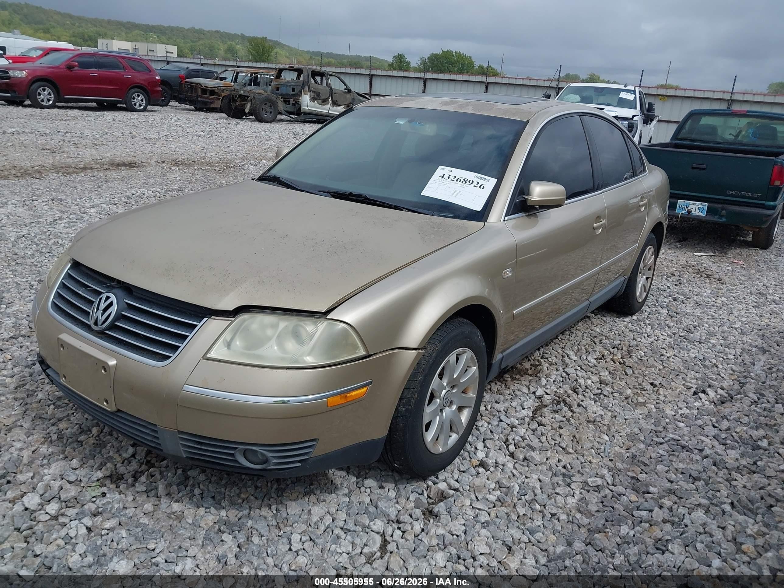 2001 Volkswagen Passat Gls Gold vin: WVWPD63B41P206708