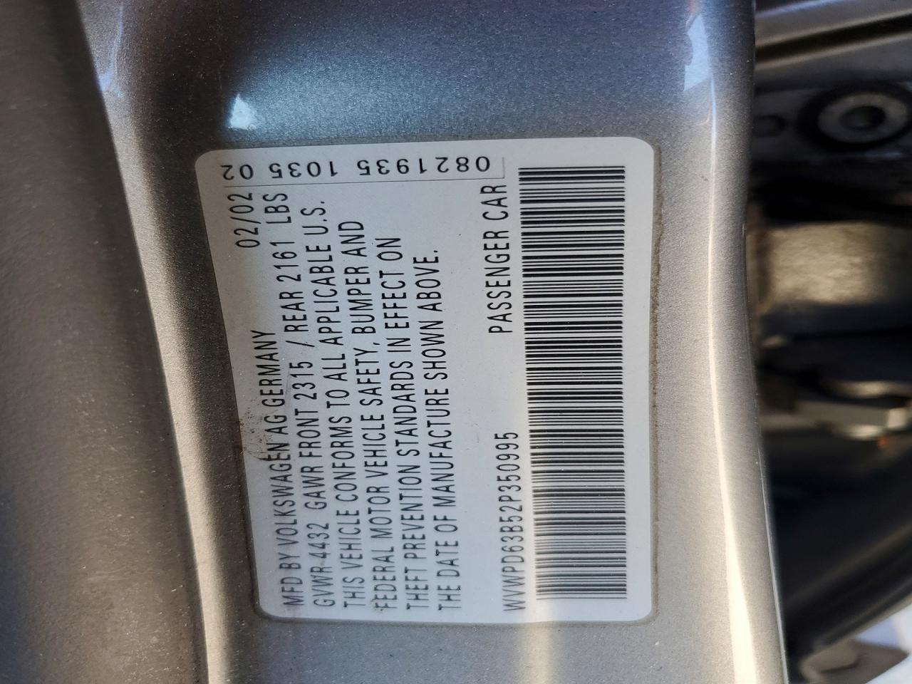 2002 Volkswagen Passat Gls Silver vin: WVWPD63B52P350995