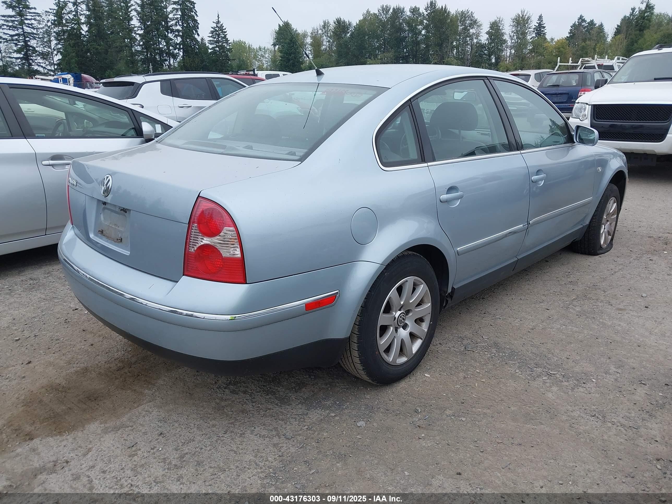 2001 Volkswagen Passat Gls Light Blue vin: WVWPD63B71P204547