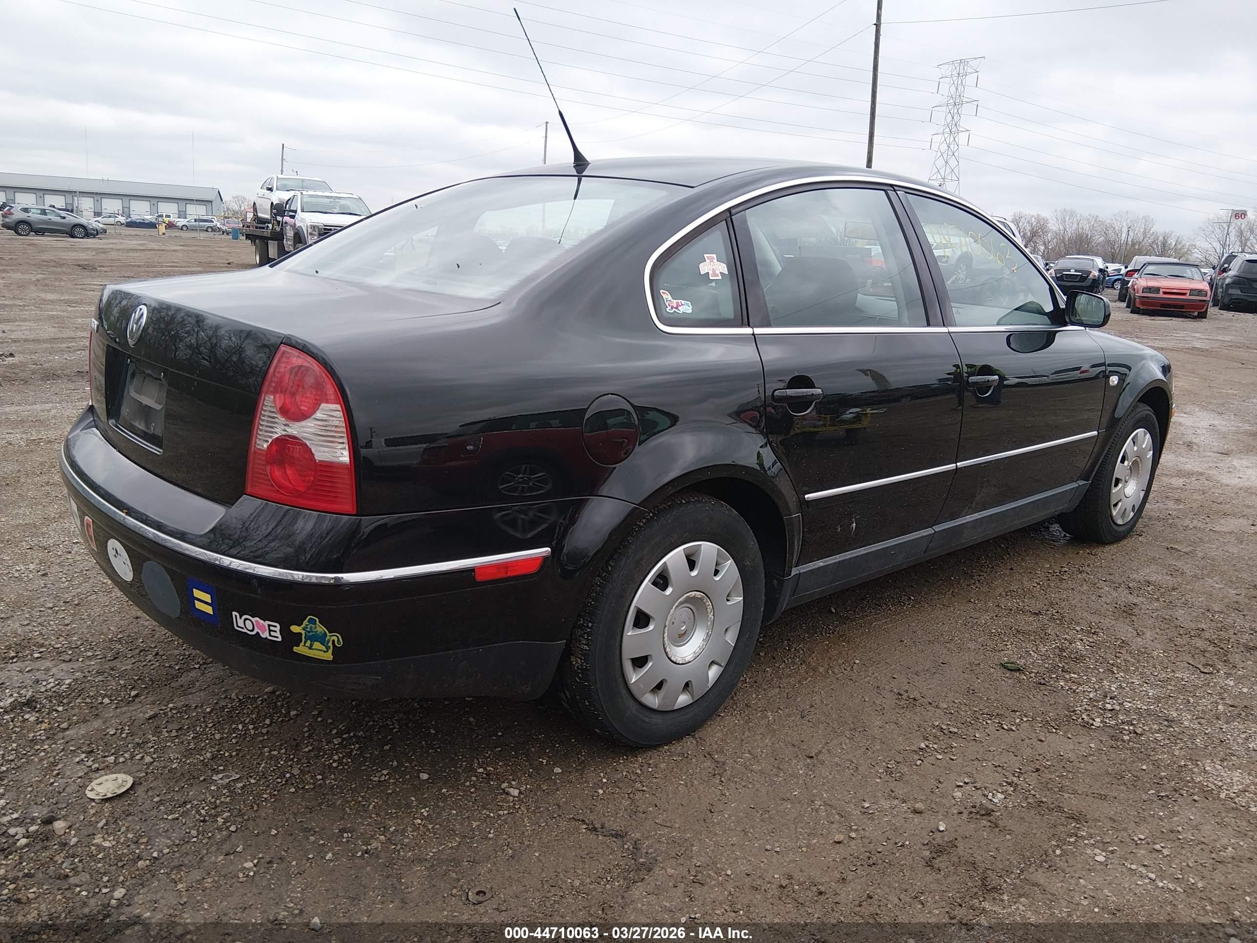 2002 Volkswagen Passat Gls Black vin: WVWPD63B82P186450