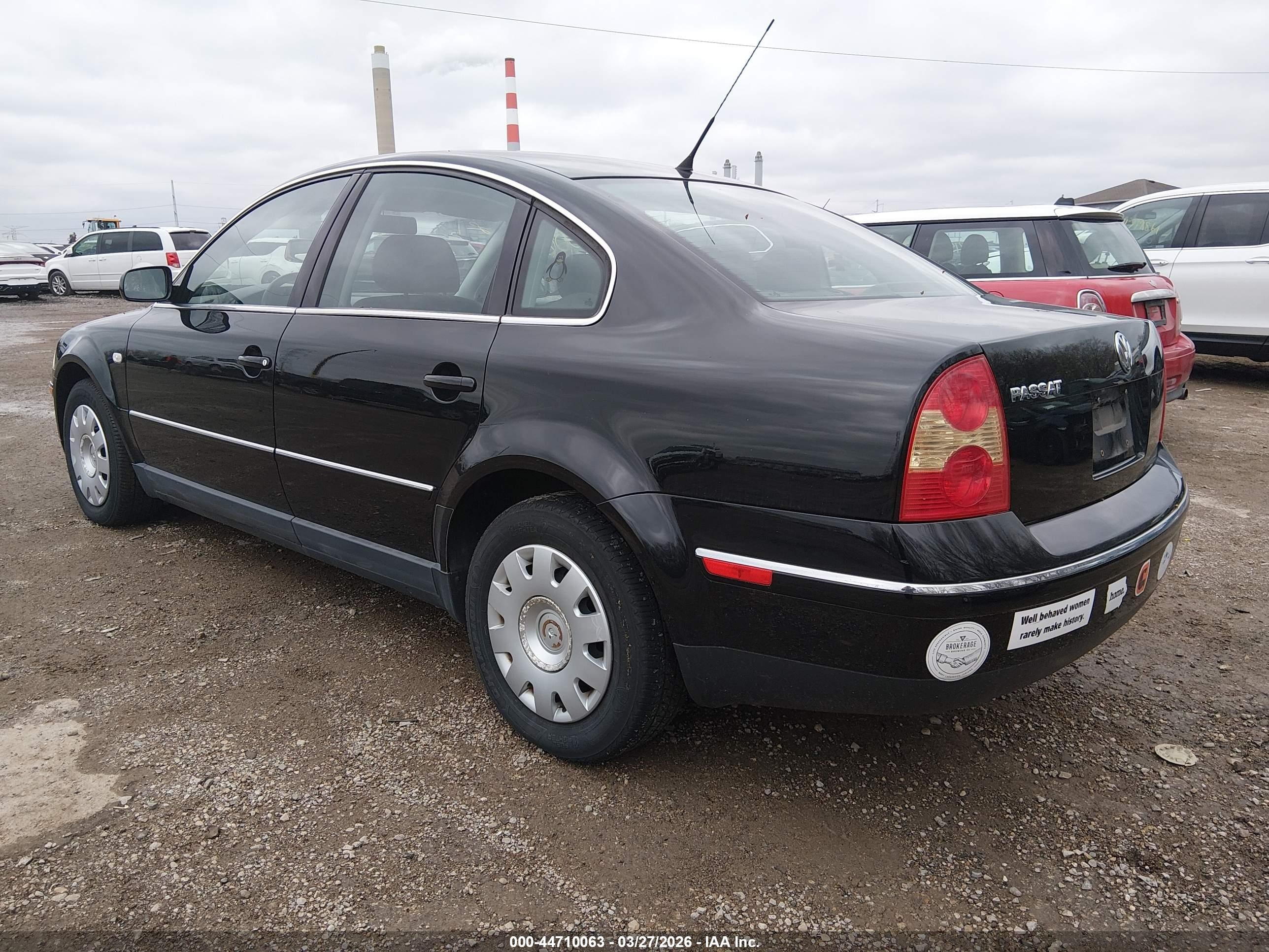 2002 Volkswagen Passat Gls Black vin: WVWPD63B82P186450