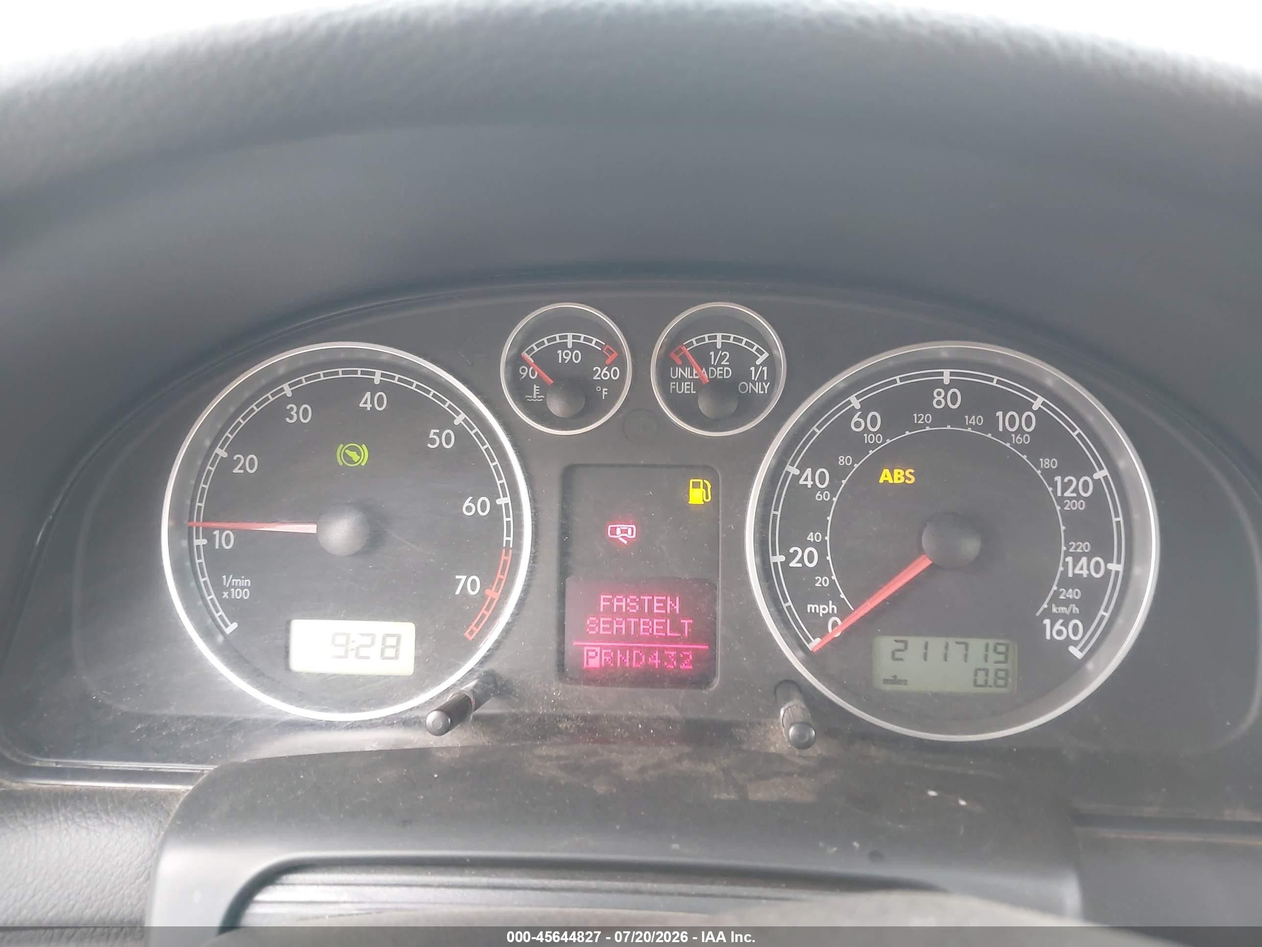 2001 Volkswagen Passat Gls Blue vin: WVWPD63B91P140947