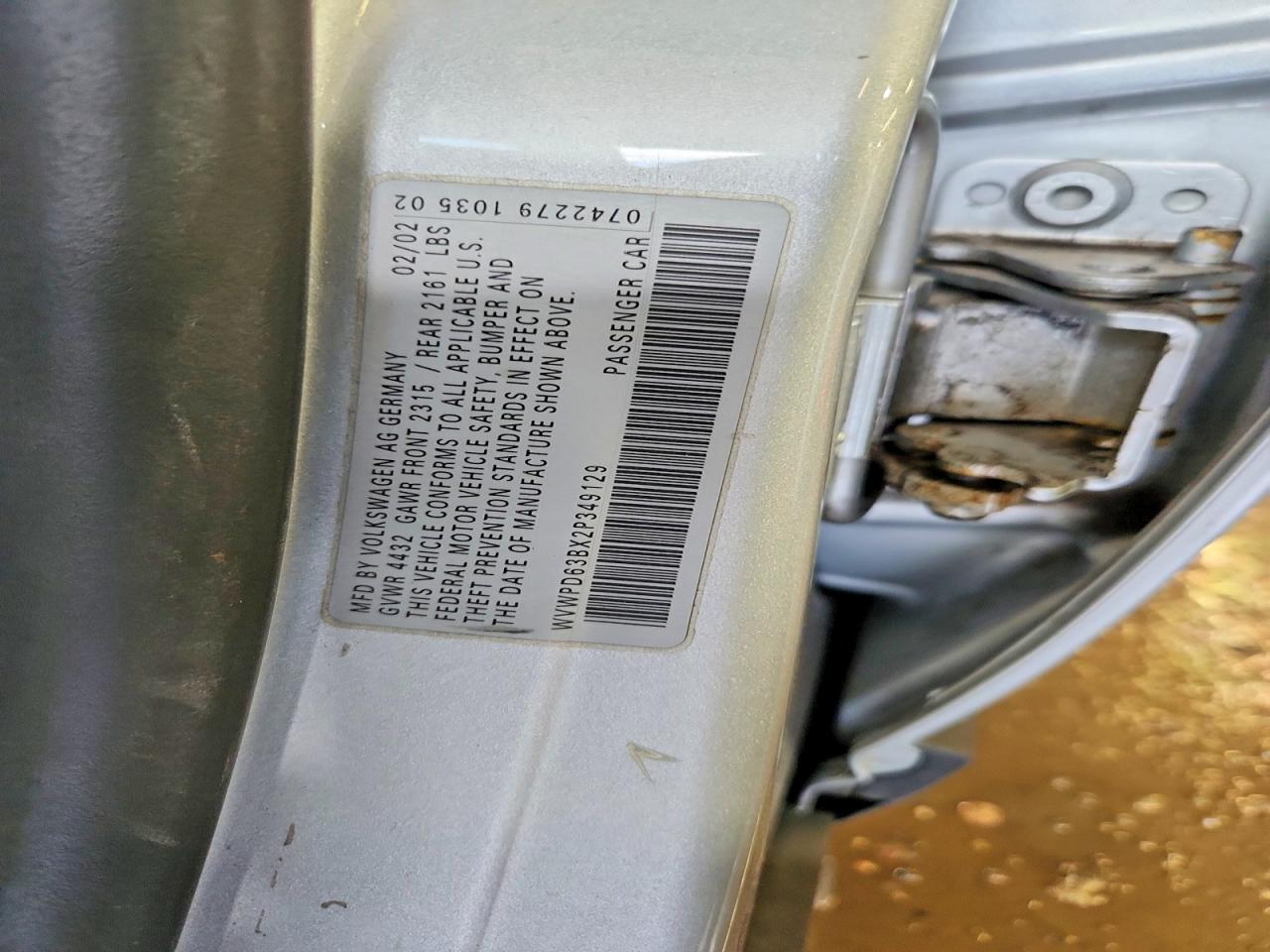 2002 Volkswagen Passat Gls Серебряный vin: WVWPD63BX2P349129