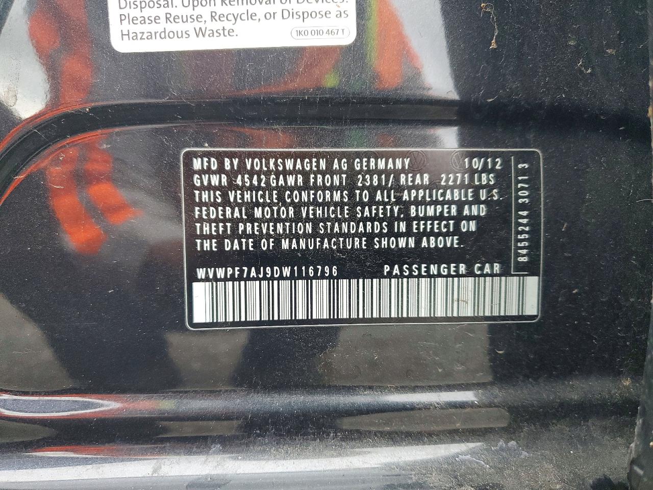 2013 Volkswagen Golf R Черный vin: WVWPF7AJ9DW116796