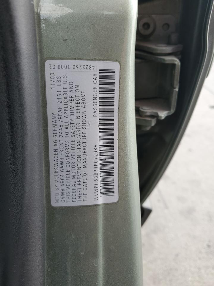 2001 Volkswagen Passat Gls Green vin: WVWPH63B71P072085