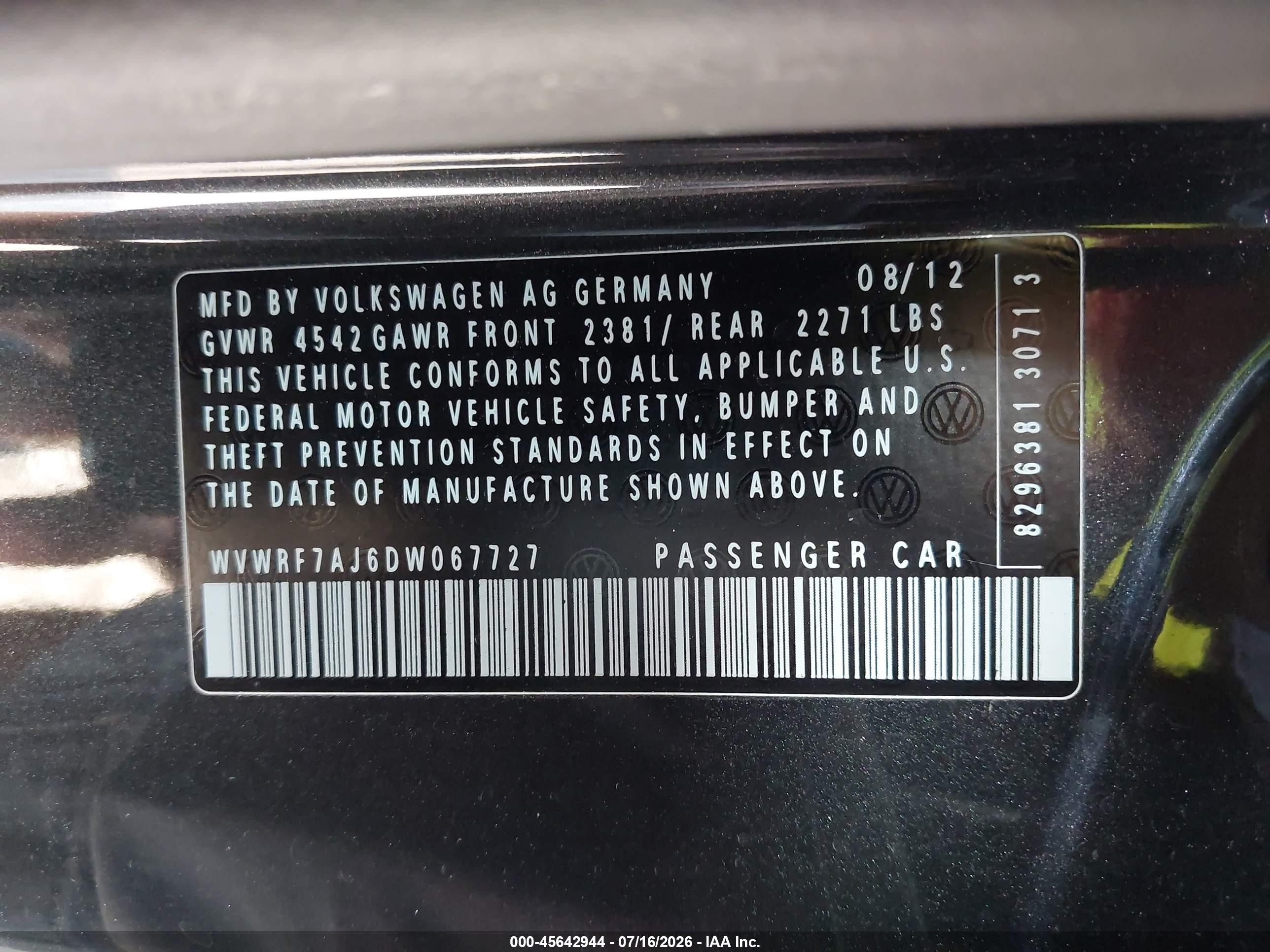 2013 Volkswagen Golf R 2-door Gray vin: WVWRF7AJ6DW067727