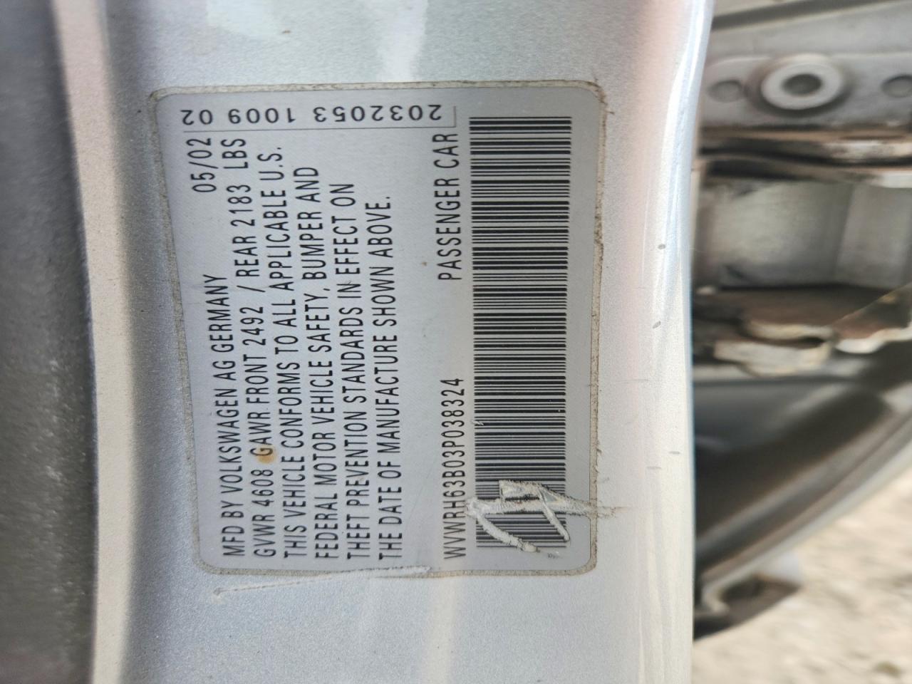 2003 Volkswagen Passat Glx Серебряный vin: WVWRH63B03P038324