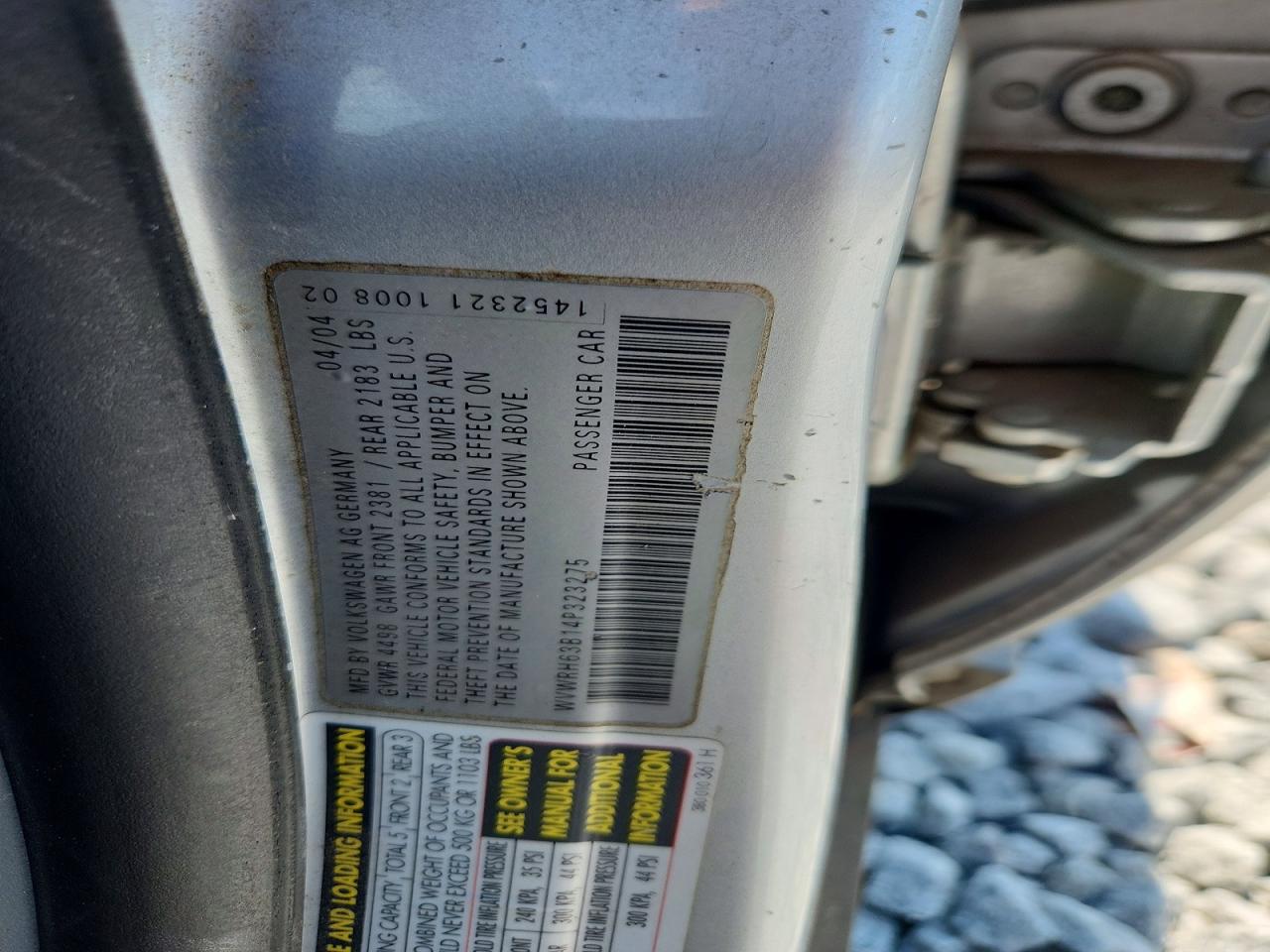 2004 Volkswagen Passat Glx Silver vin: WVWRH63B14P323275