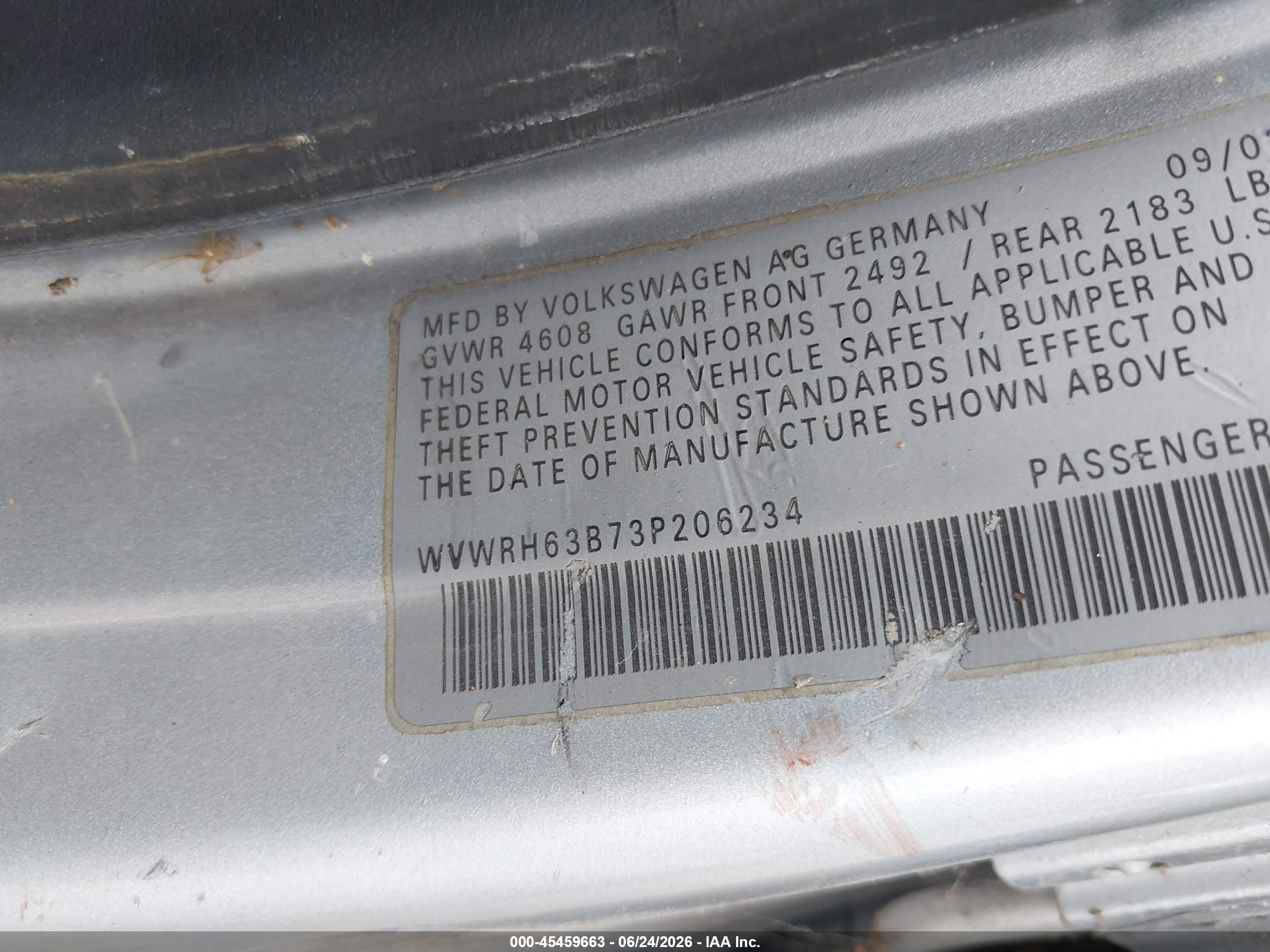 2003 Volkswagen Passat Glx Silver vin: WVWRH63B73P206234