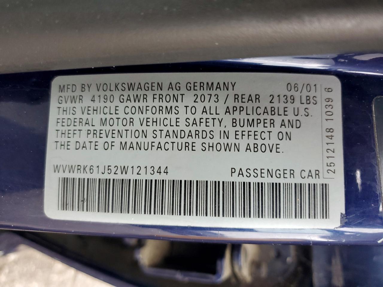 2002 Volkswagen Jetta Gl Синий vin: WVWRK61J52W121344