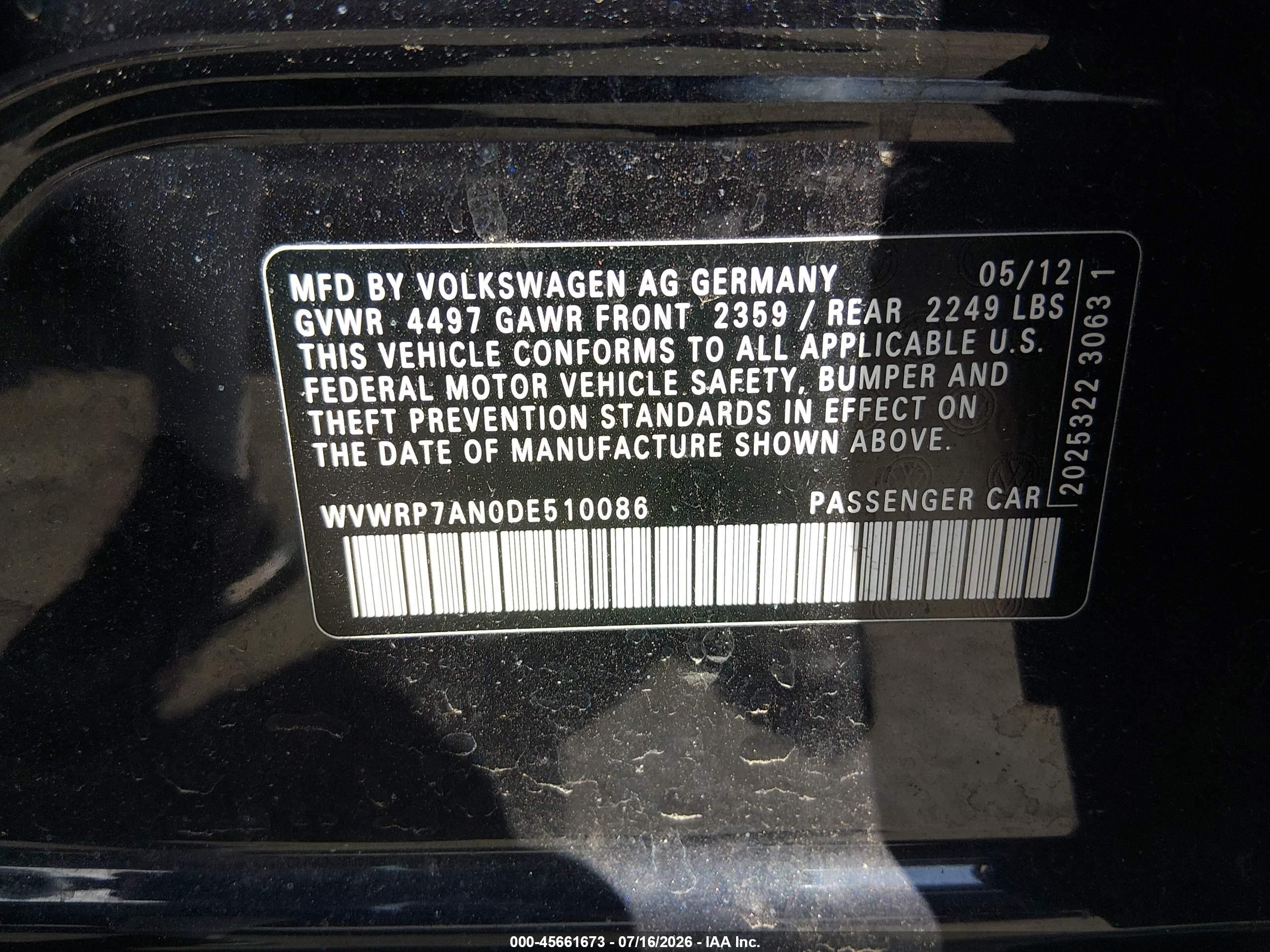 2013 Volkswagen Cc 2.0t Lux Black vin: WVWRP7AN0DE510086