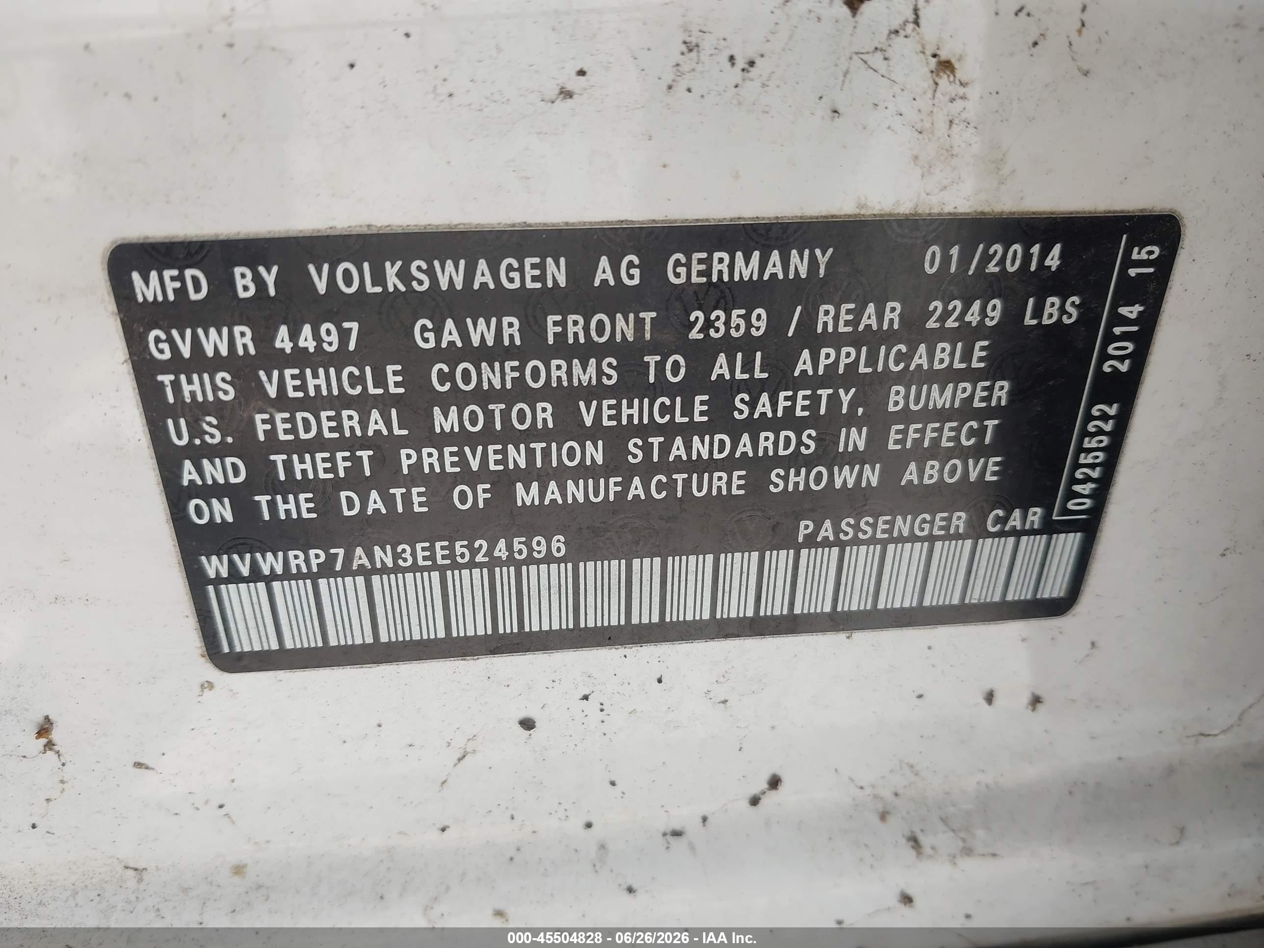 2014 Volkswagen Cc 2.0t Executive White vin: WVWRP7AN3EE524596