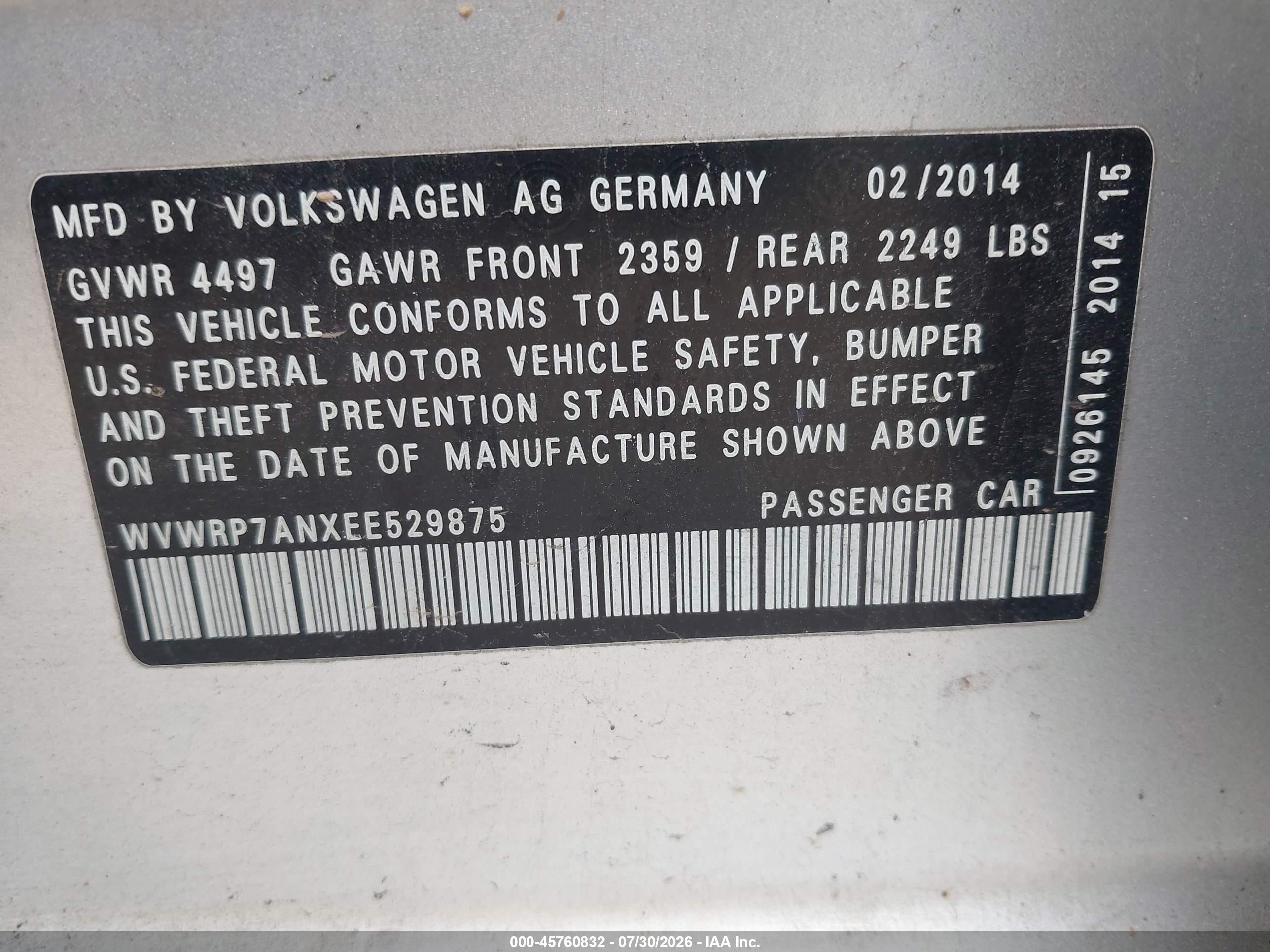 2014 Volkswagen Cc 2.0t Executive Silver vin: WVWRP7ANXEE529875