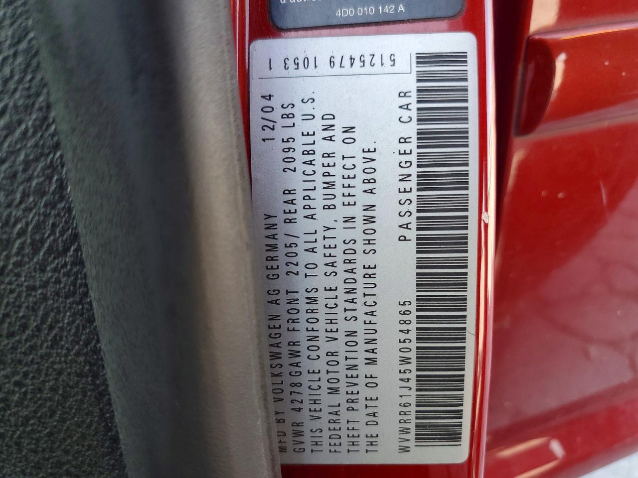 2005 Volkswagen Jetta Gl Tdi Red vin: WVWRR61J45W054865