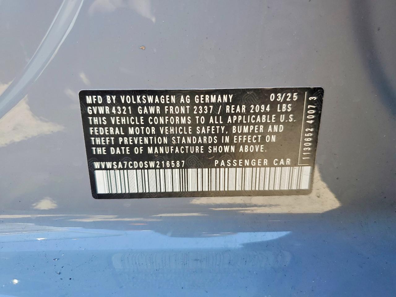 2025 Volkswagen Gti Se Gray vin: WVWSA7CD0SW216587