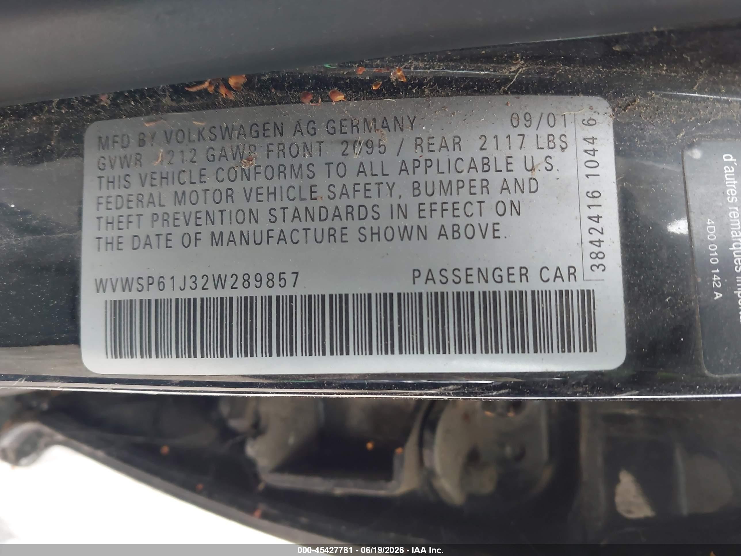 2002 Volkswagen Jetta Gls Tdi Black vin: WVWSP61J32W289857