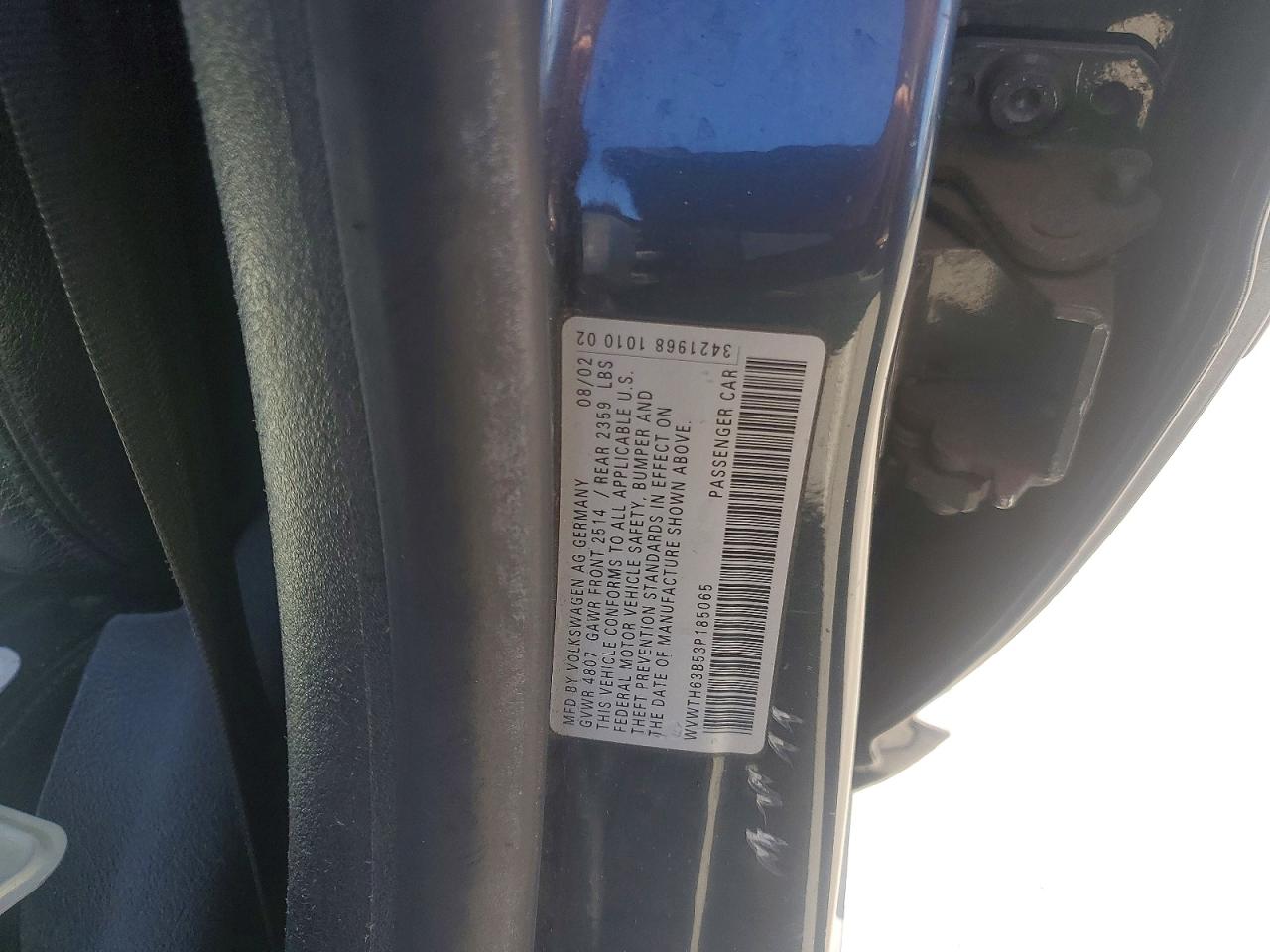 2003 Volkswagen Passat Glx 4motion Charcoal vin: WVWTH63B53P185065