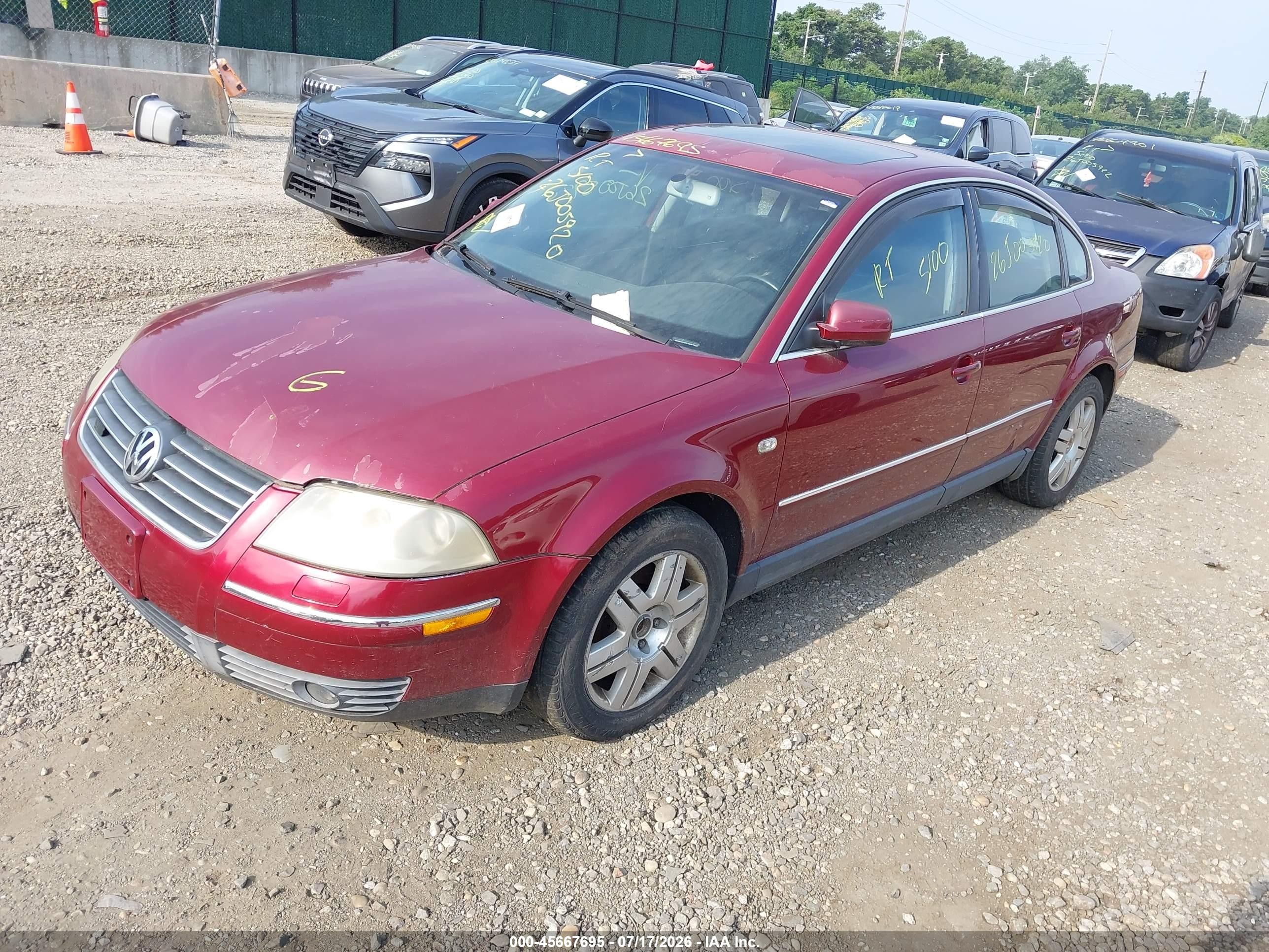 2003 Volkswagen Passat W8 Red vin: WVWUK63B53P057642
