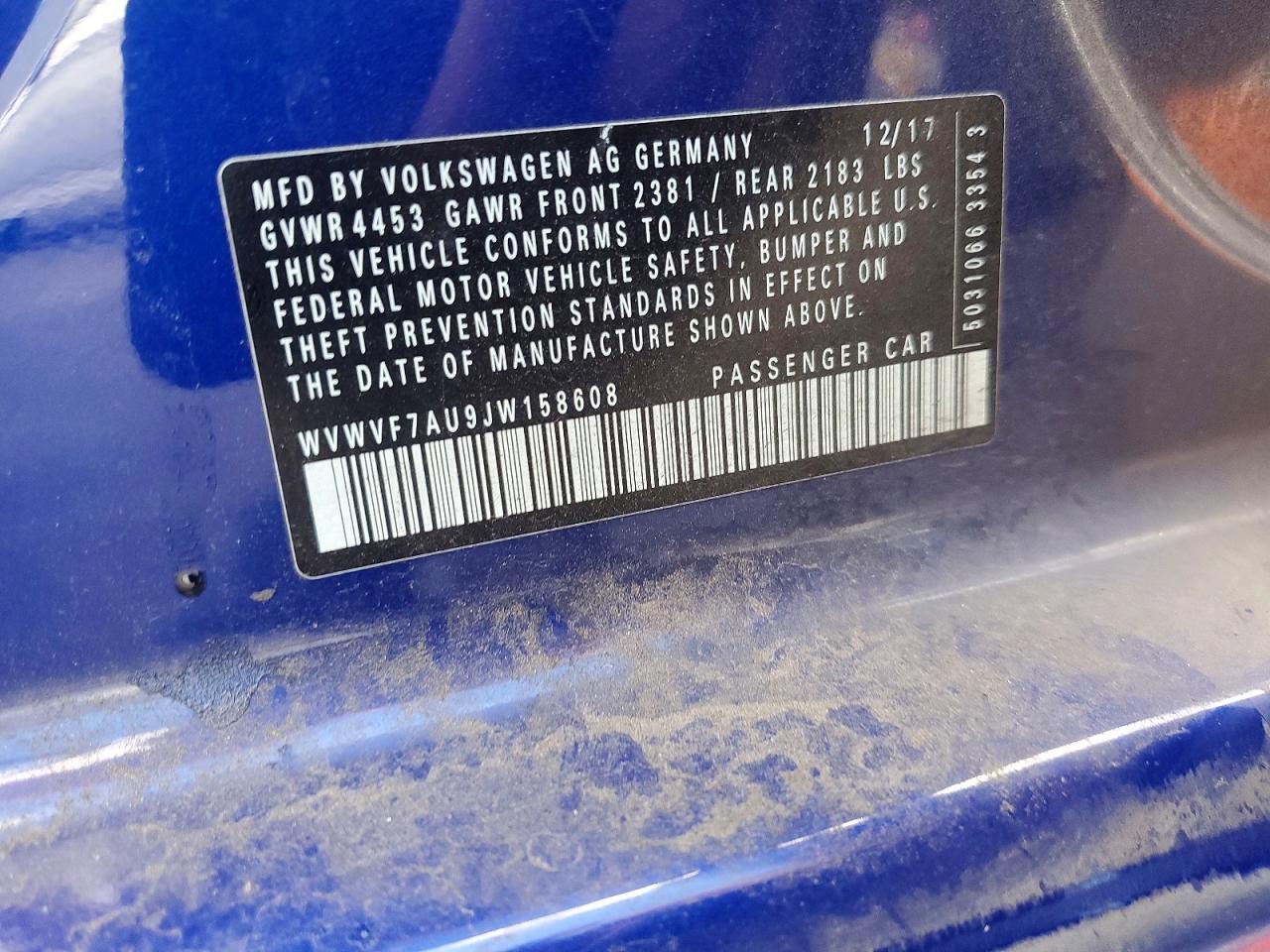 2018 Volkswagen Golf R Blue vin: WVWVF7AU9JW158608