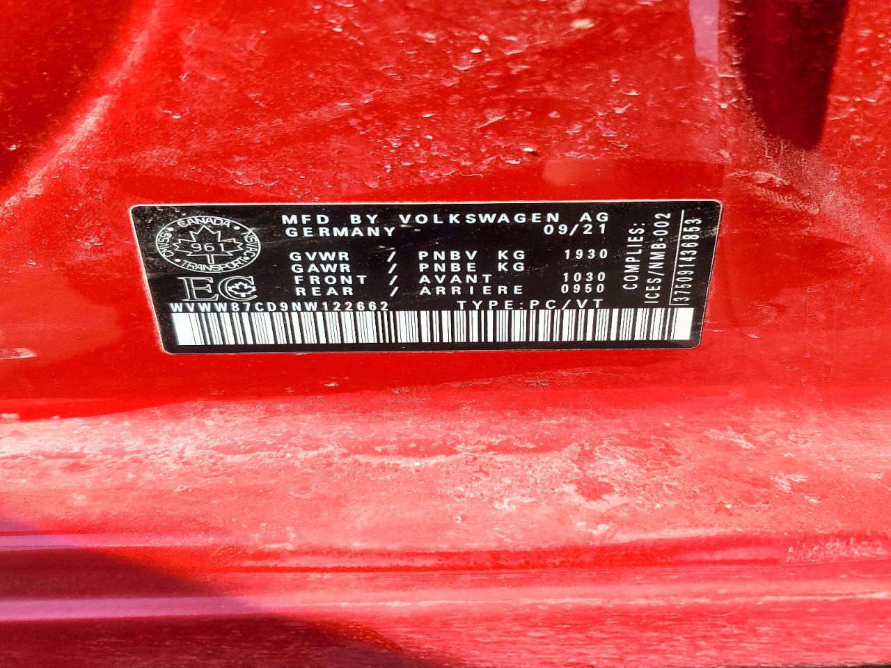 2022 Volkswagen Gti Performance Red vin: WVWW87CD9NW122662