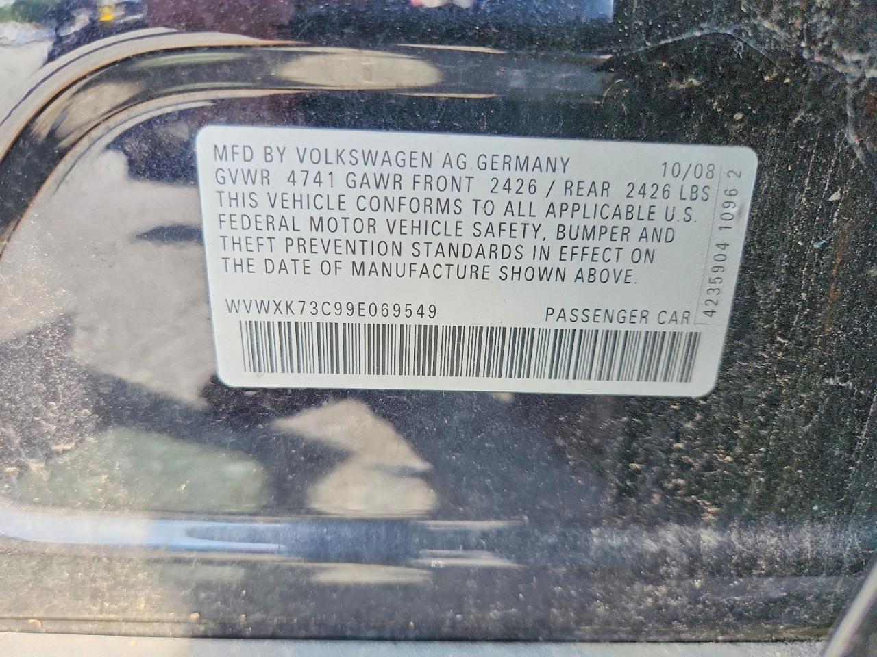 2009 Volkswagen Passat Wagon Turbo Black vin: WVWXK73C99E069549