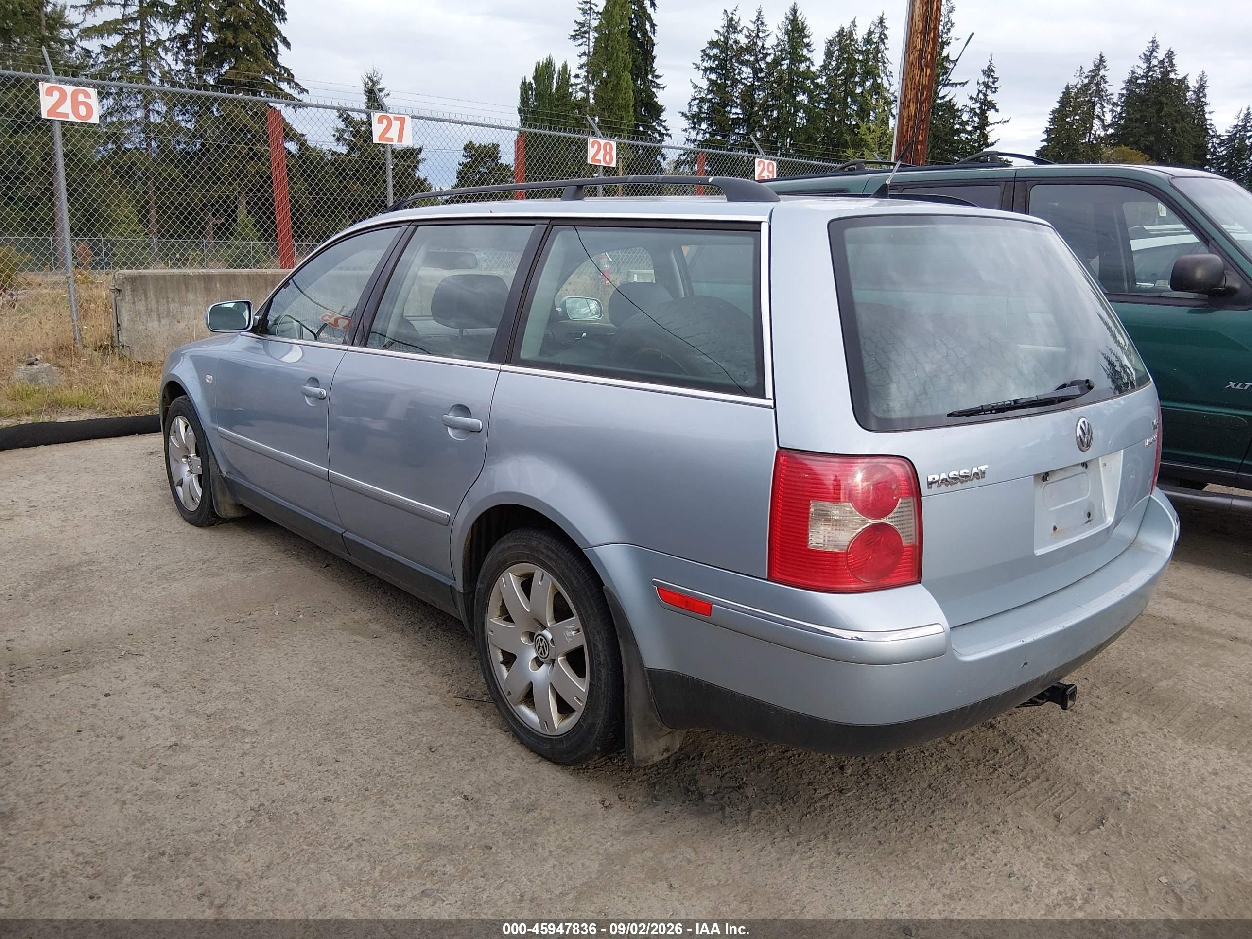 2003 Volkswagen Passat Glx Light Blue vin: WVWYH63B23E015747