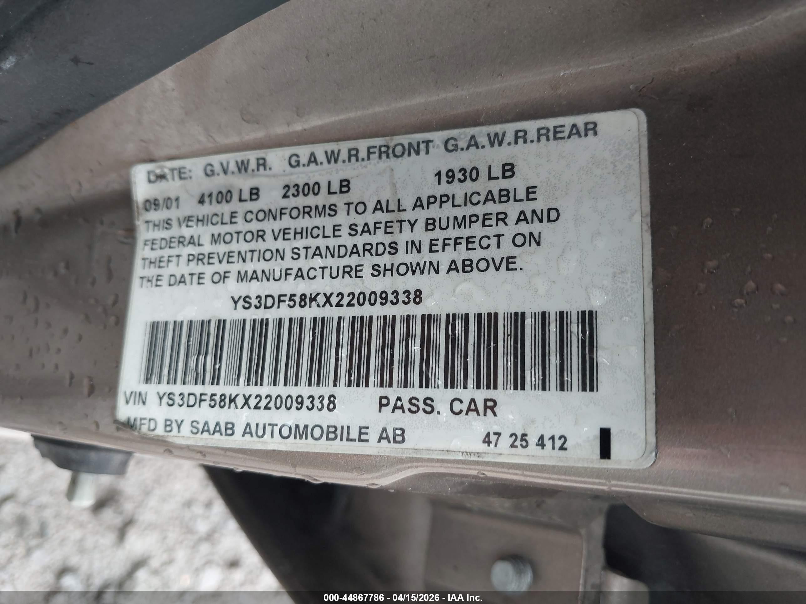 2002 Saab 9-3 Se Brown vin: YS3DF58KX22009338
