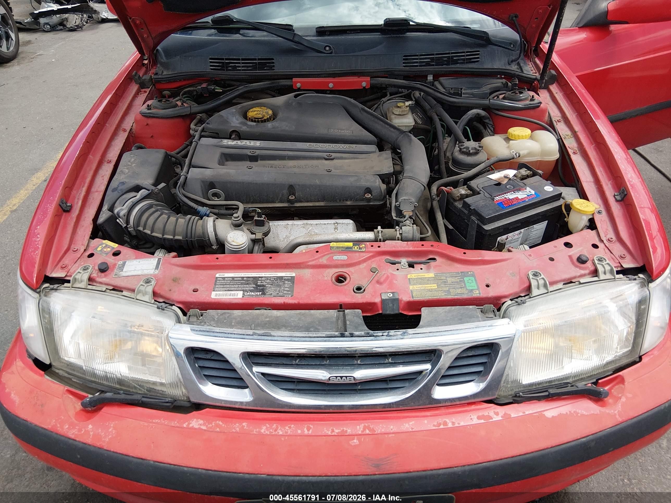 2002 Saab 9-3 Se Красный vin: YS3DF75KX27013229