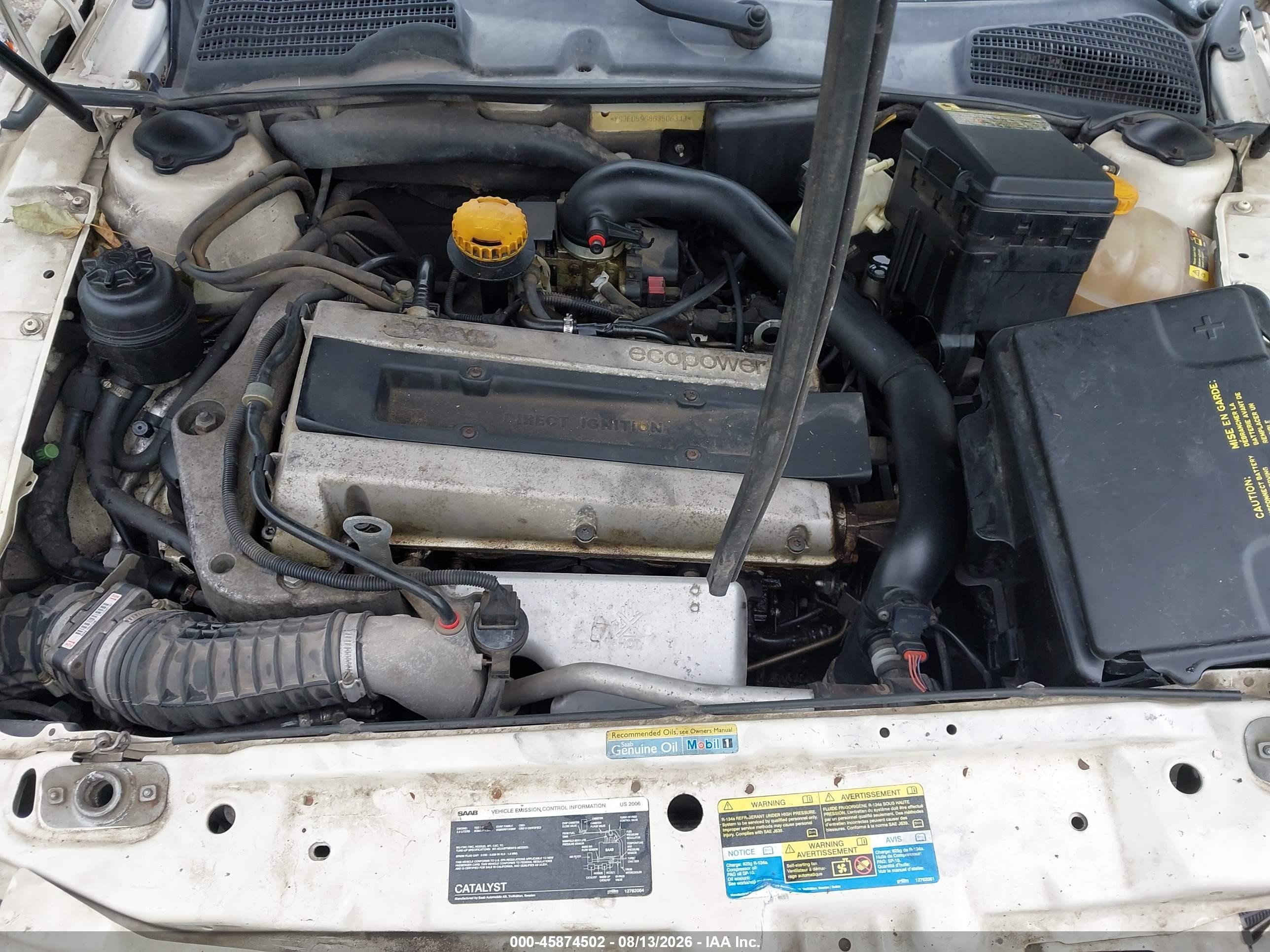 2006 Saab 9-5 2.3t White vin: YS3ED59G863506313