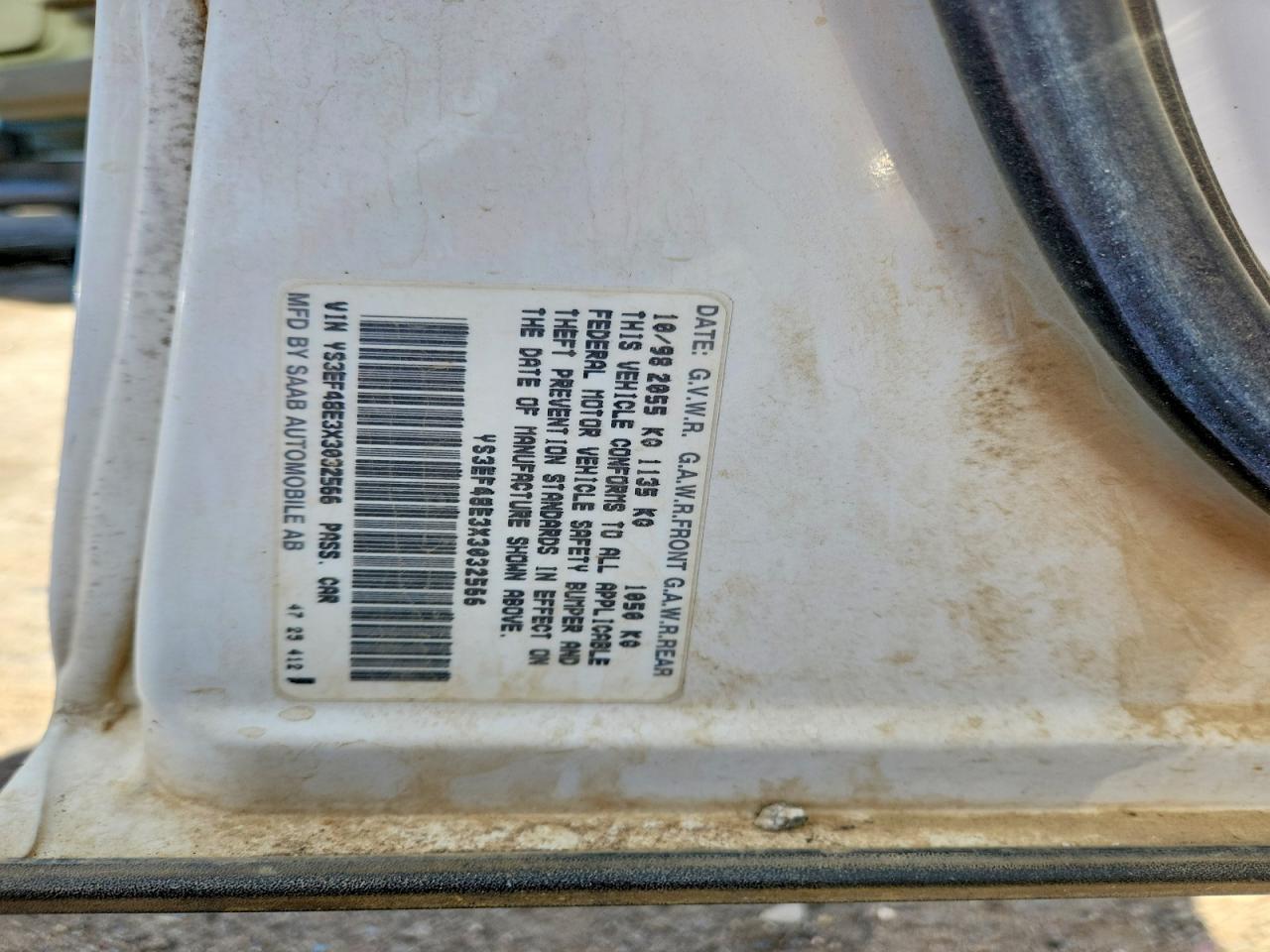 1999 Saab 9-5 Se White vin: YS3EF48E3X3032566