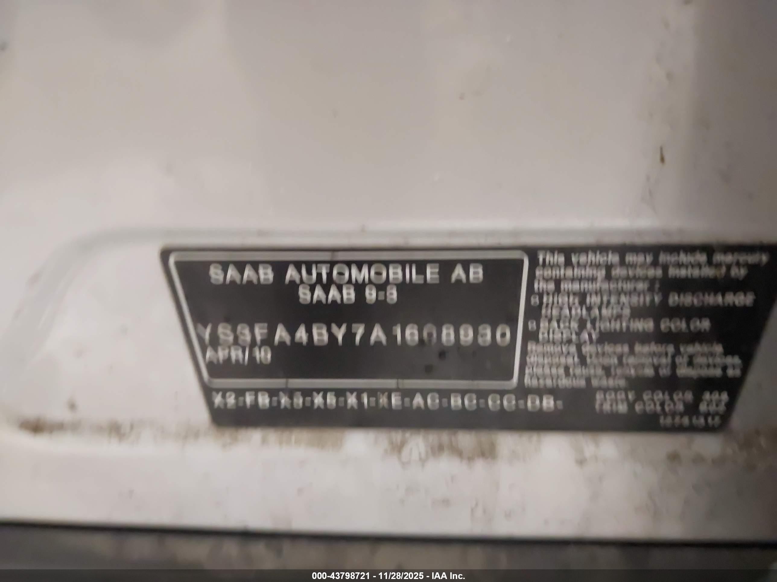 2010 Saab 9-3   Silver vin: YS3FA4BY7A1608930
