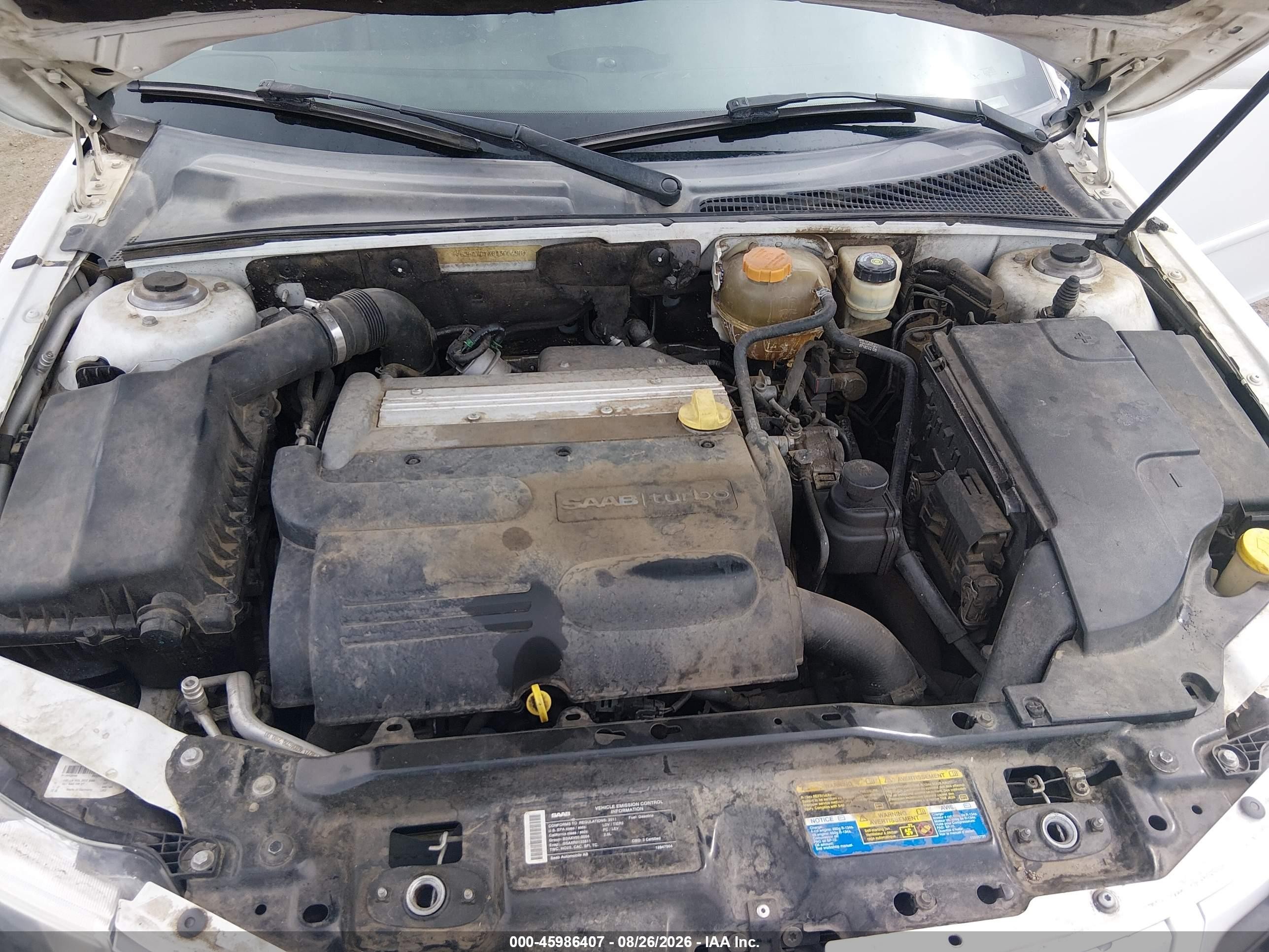 2011 Saab 9-3 Turbo4 Белый vin: YS3FA7CYXB1306498