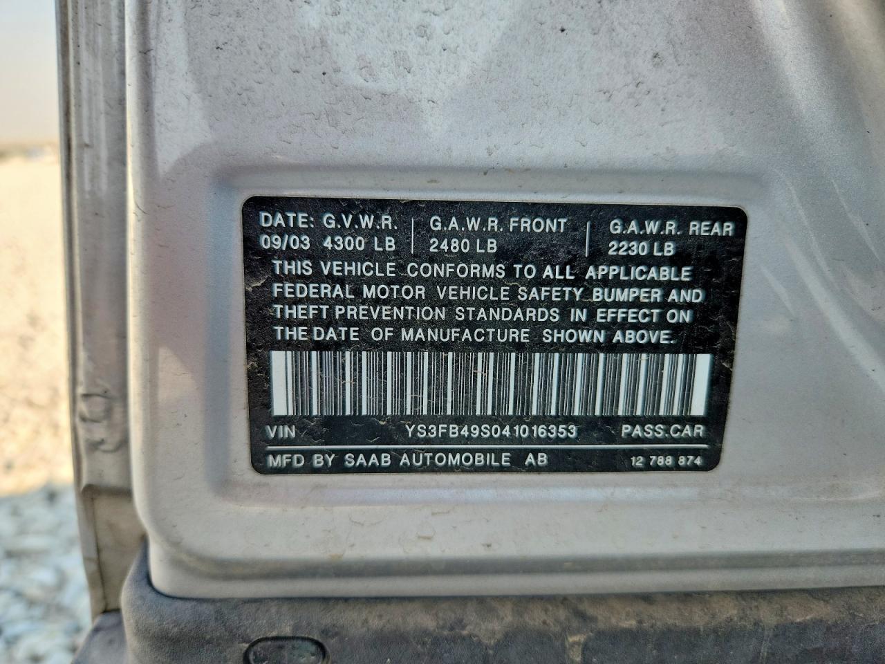 2004 Saab 9-3 Linear Silver vin: YS3FB49S041016353