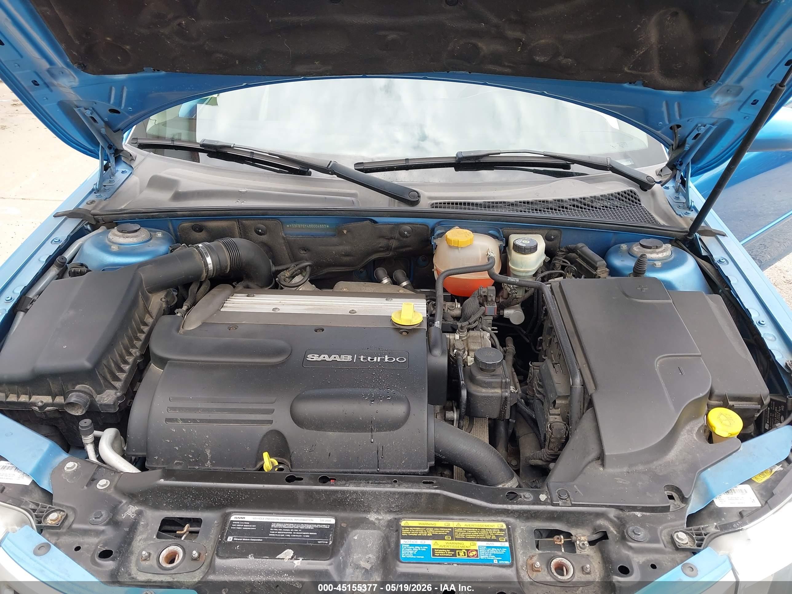 2008 Saab 9-3 2.0t Blue vin: YS3FB79Y486004883