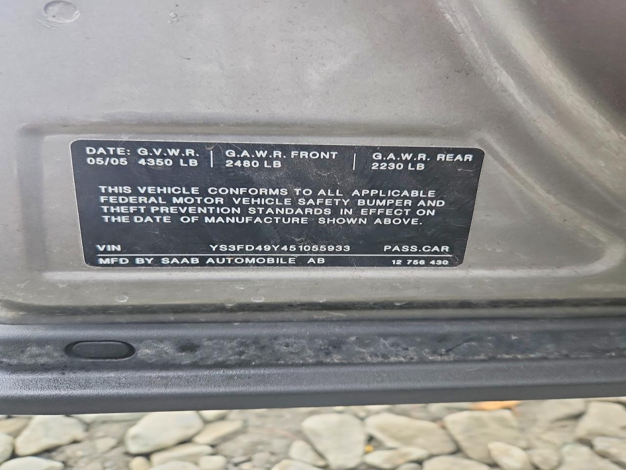 2005 Saab 9-3 Arc Gray vin: YS3FD49Y451055933