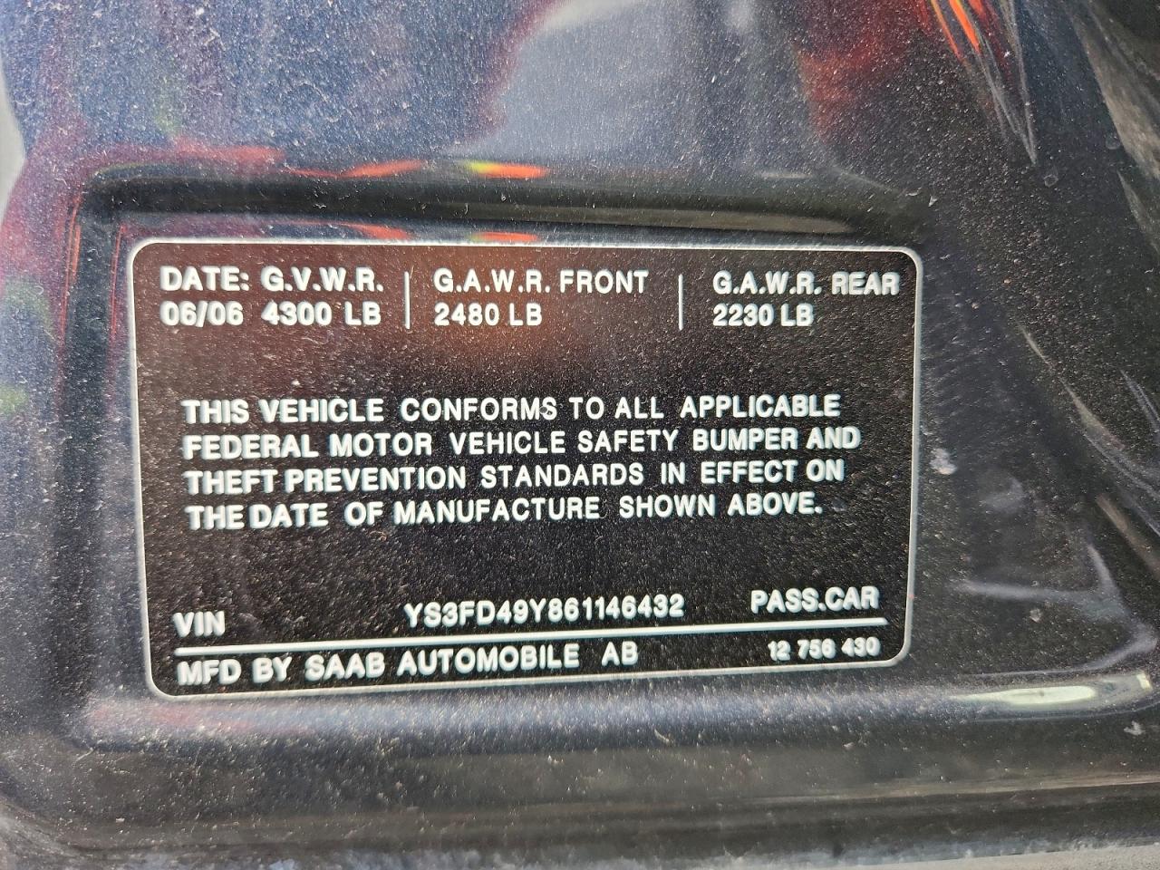 2007 Saab 9-3 2.0t Синий vin: YS3FD59Y471012928