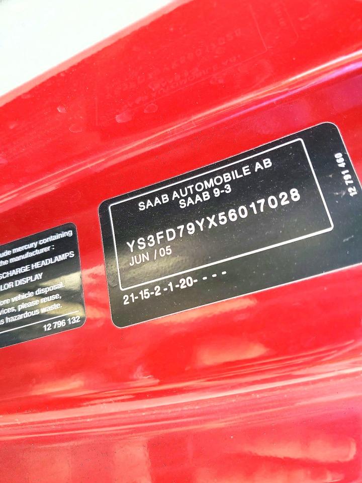 2005 Saab 9-3 Arc Red vin: YS3FD79YX56017028