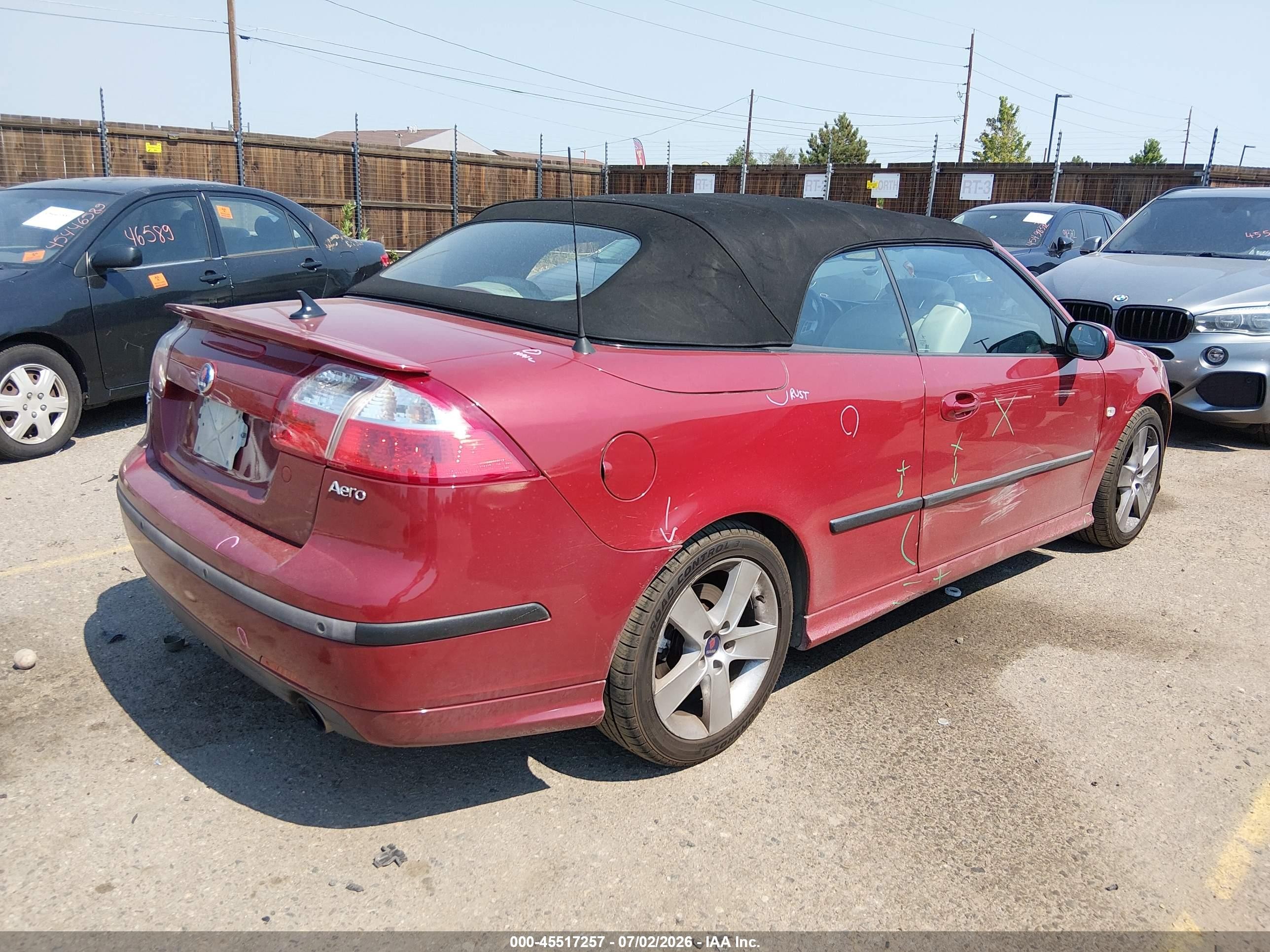 2006 Saab 9-3 Aero Красный vin: YS3FH71U466006573