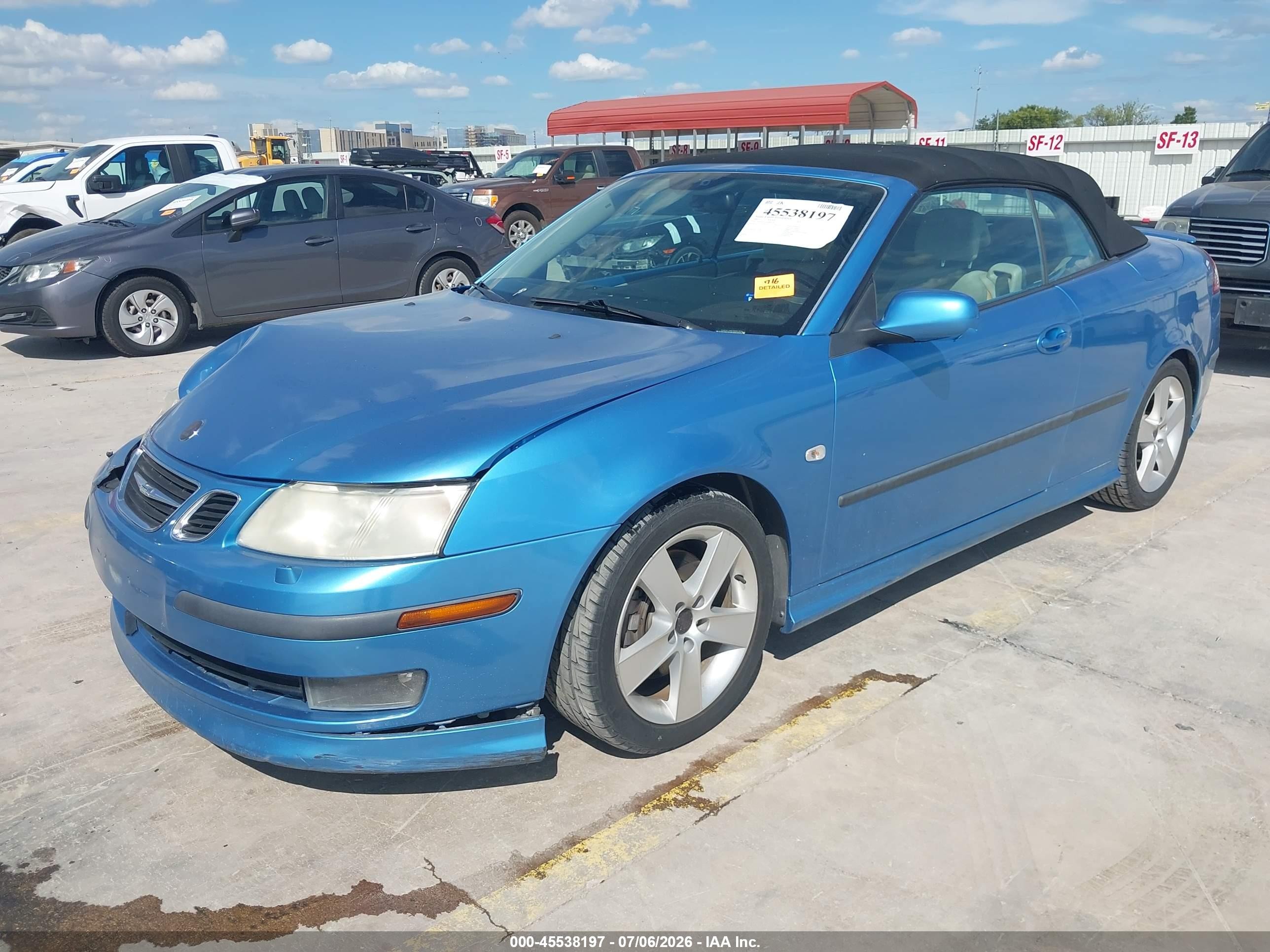 2007 Saab 9-3 Aero Синий vin: YS3FH71U976002181