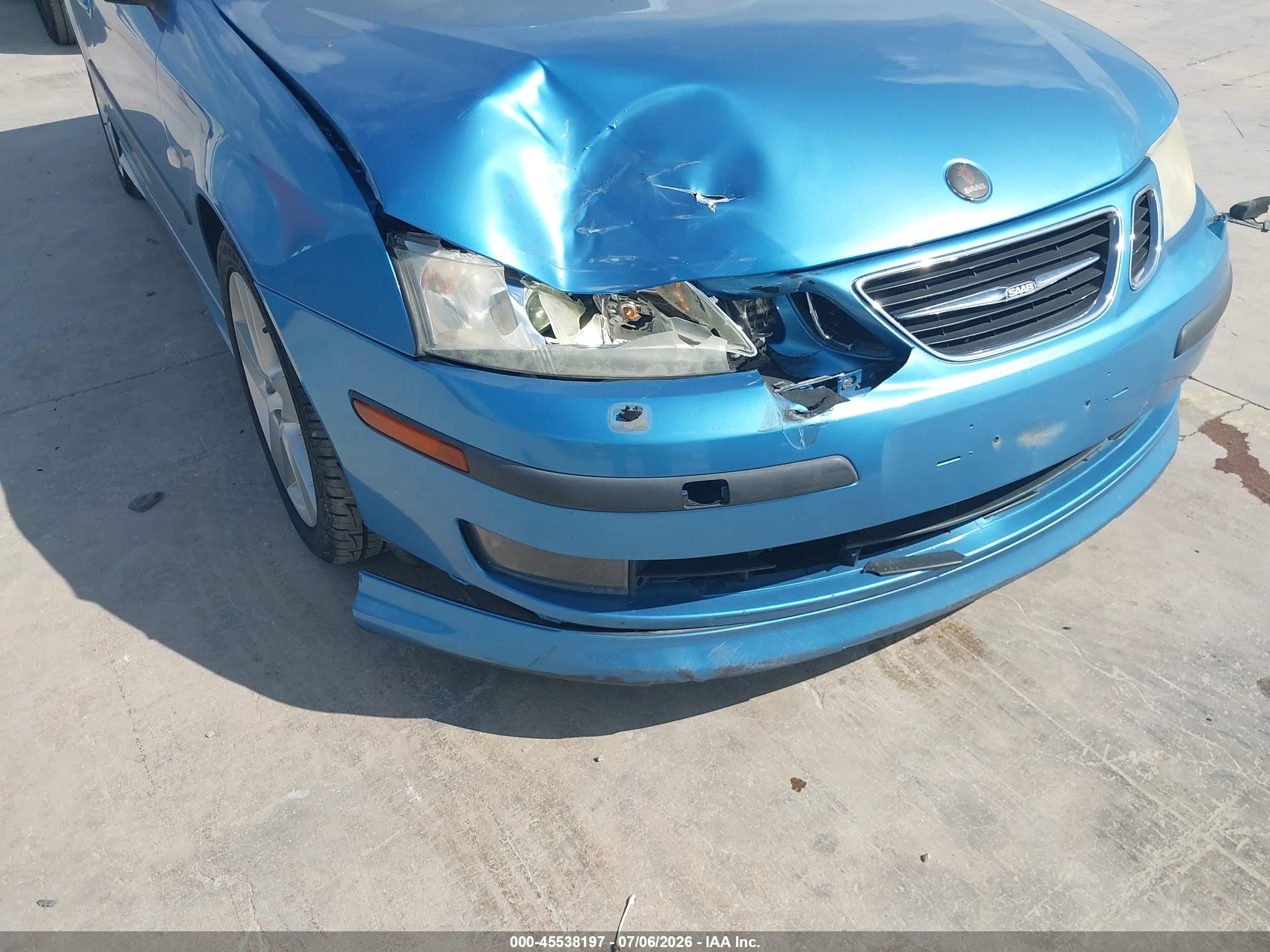 2007 Saab 9-3 Aero Синий vin: YS3FH71U976002181
