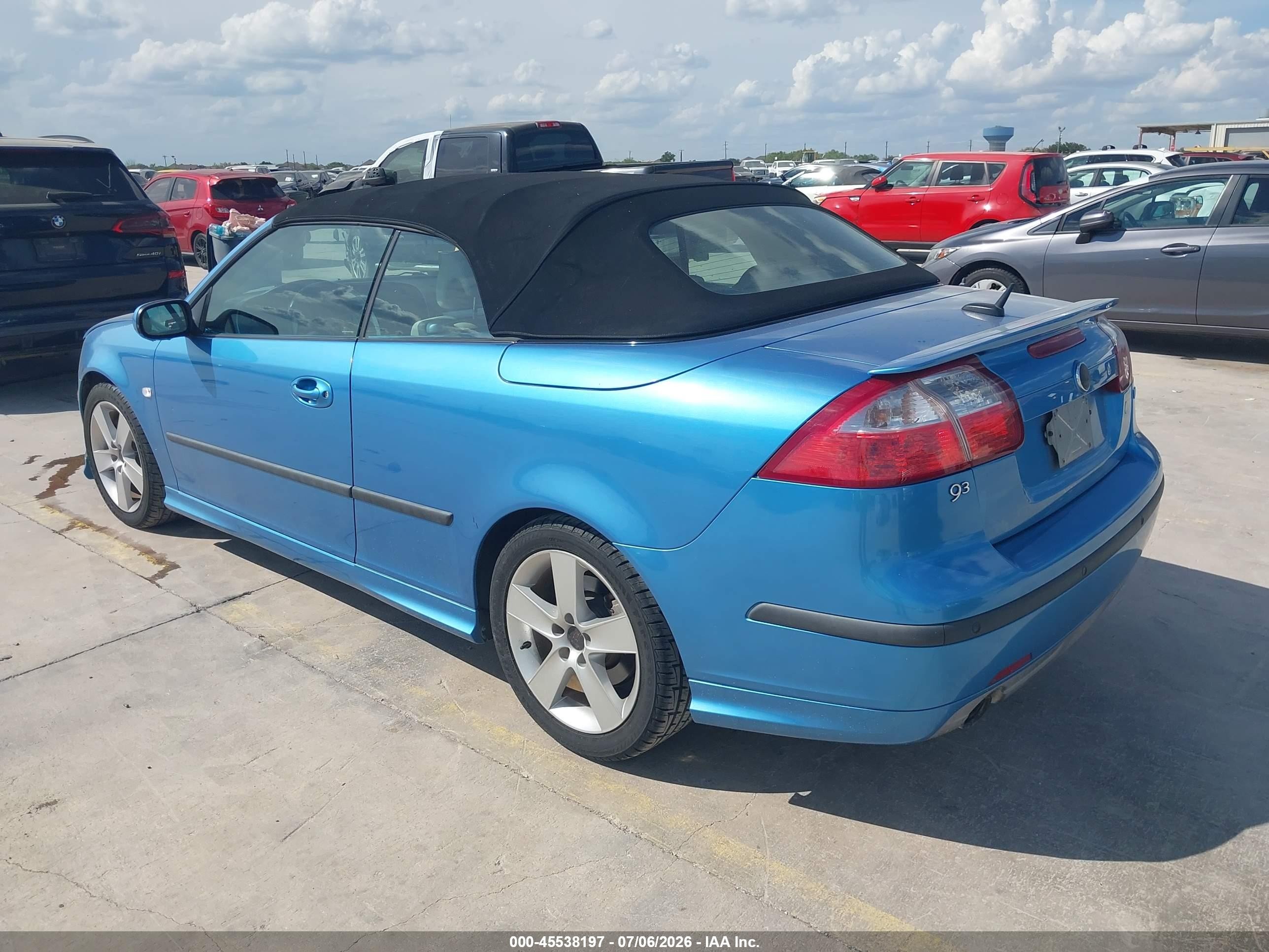 2007 Saab 9-3 Aero Синий vin: YS3FH71U976002181
