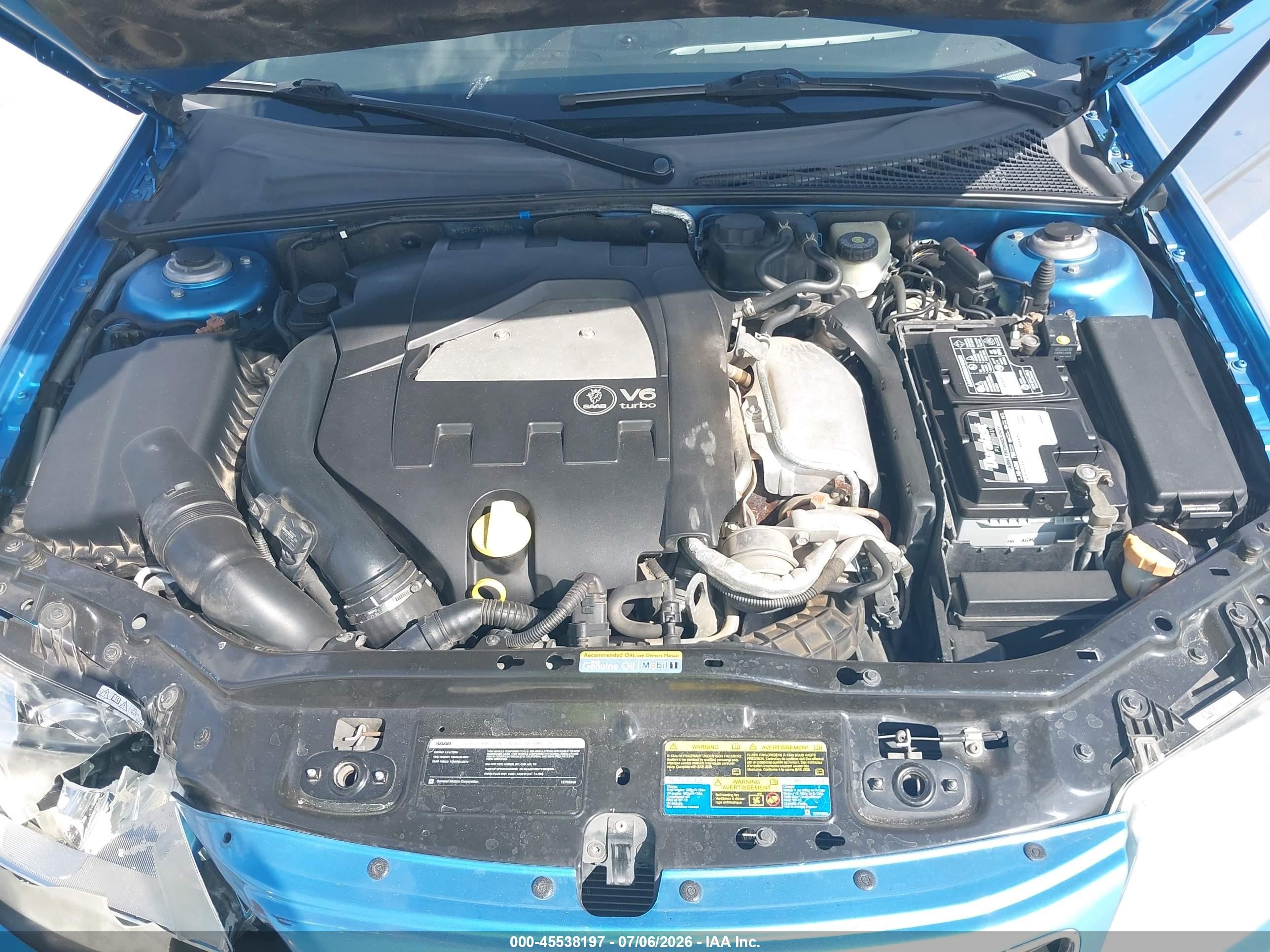 2007 Saab 9-3 Aero Синий vin: YS3FH71U976002181