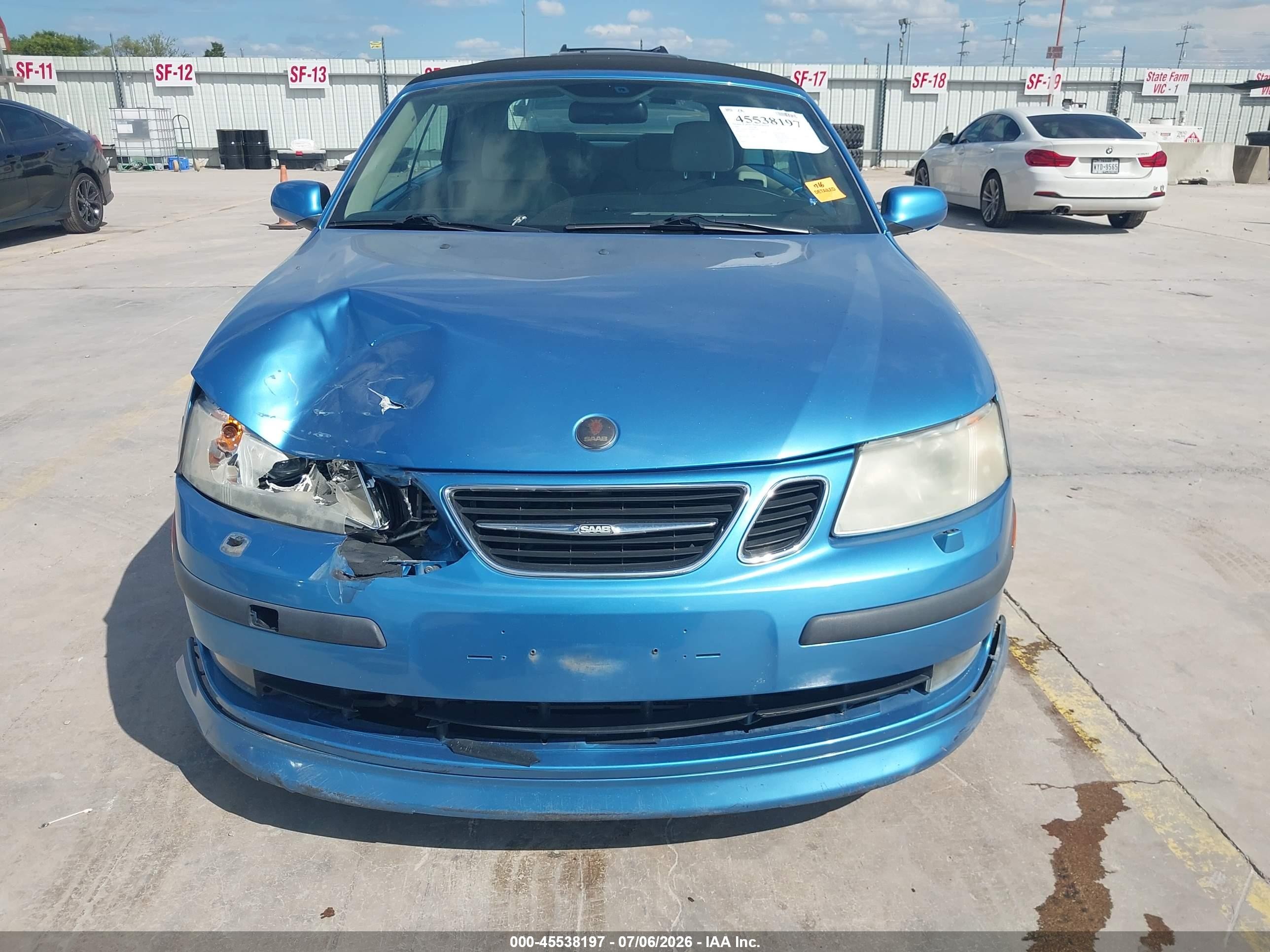 2007 Saab 9-3 Aero Синий vin: YS3FH71U976002181